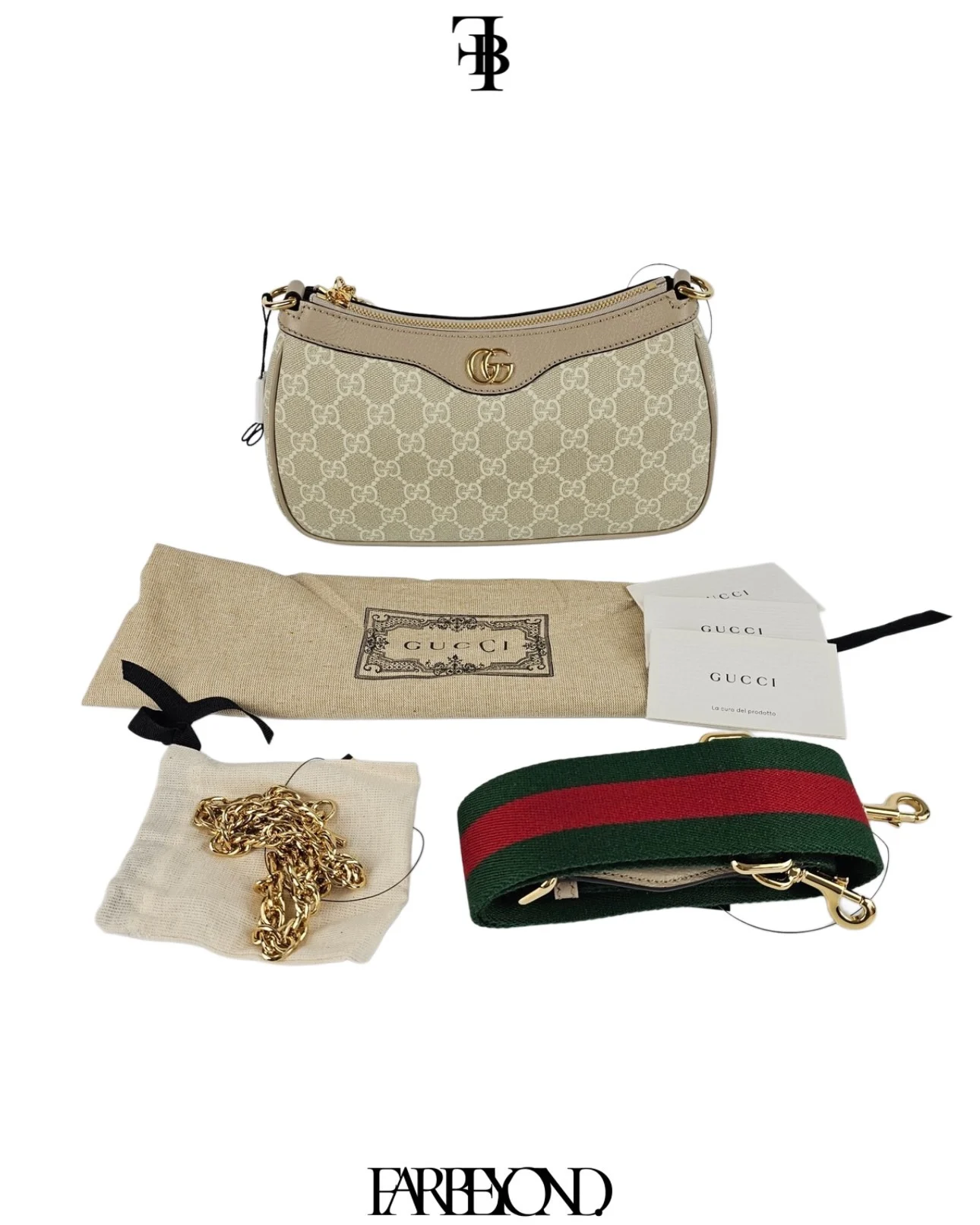Gucci Ophidia Small Beige & White GG Canvas Shoulder Bag - Image 2