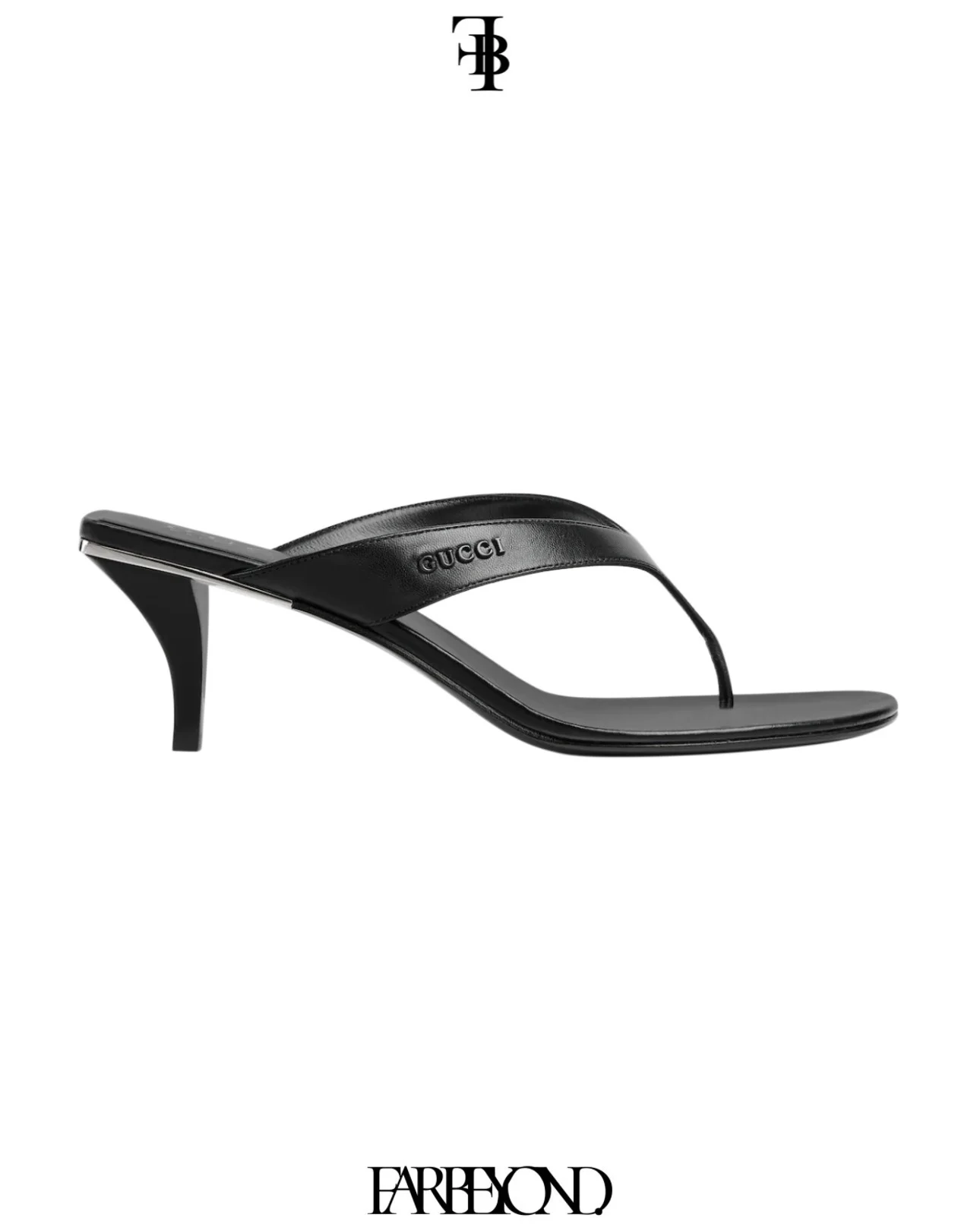 Gucci Vittoria Black Leather Thong