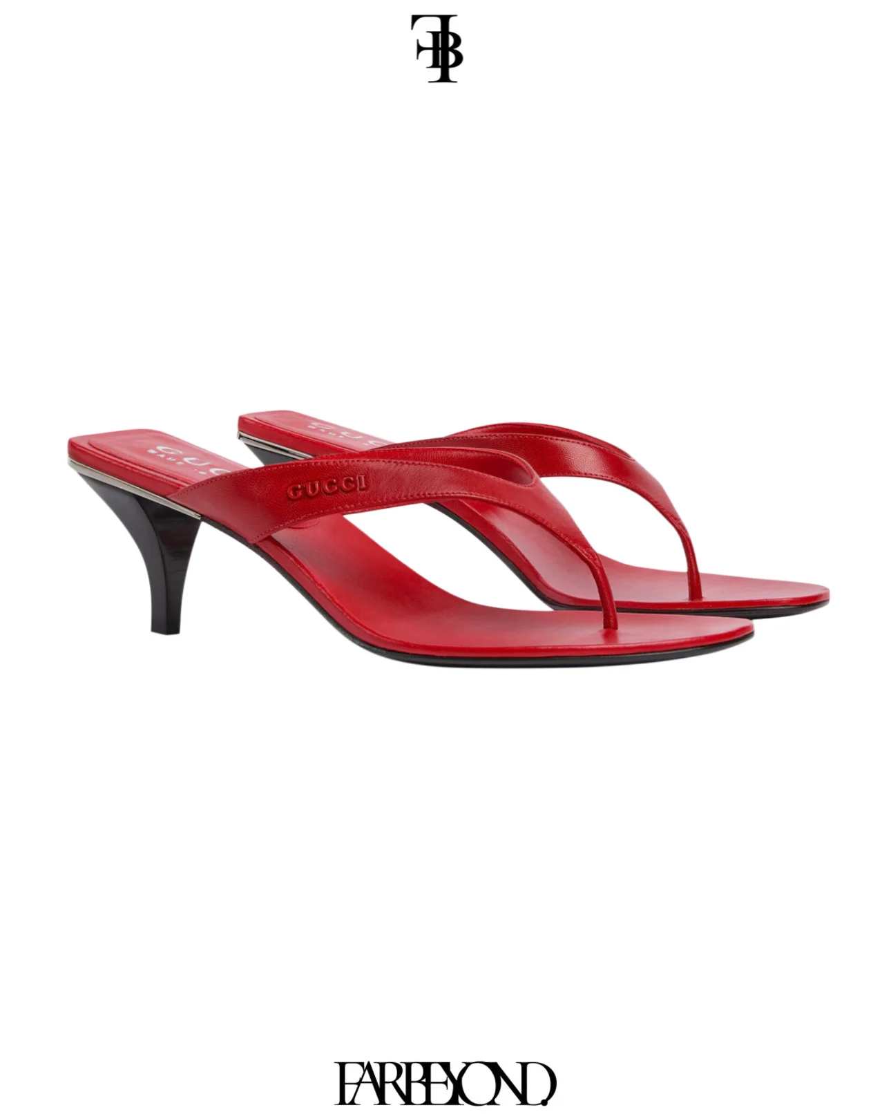 Gucci Vittoria Red Leather Thong - Image 2