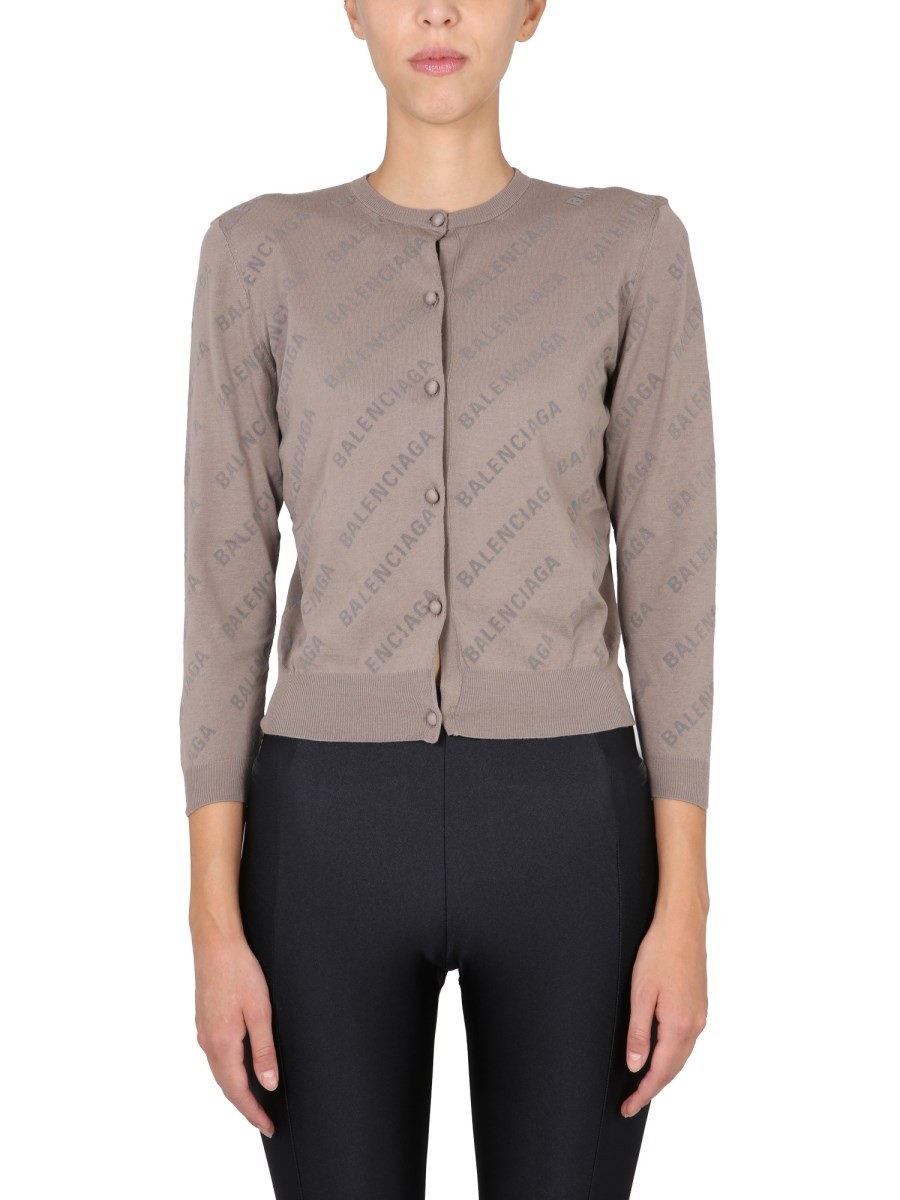 ALLOVER LOGO CROPPED CARDIGAN