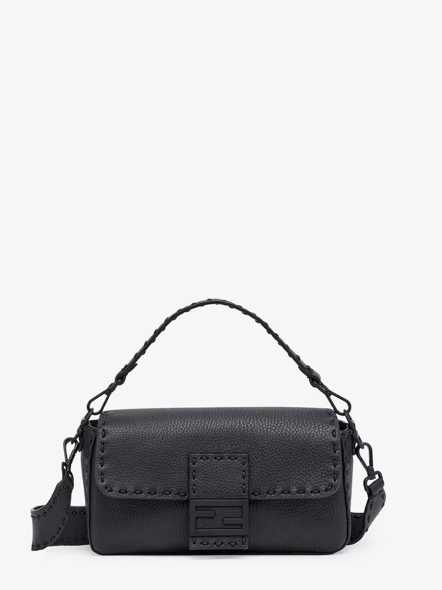 Baguette leather shoulder bag with Selleria stitchings