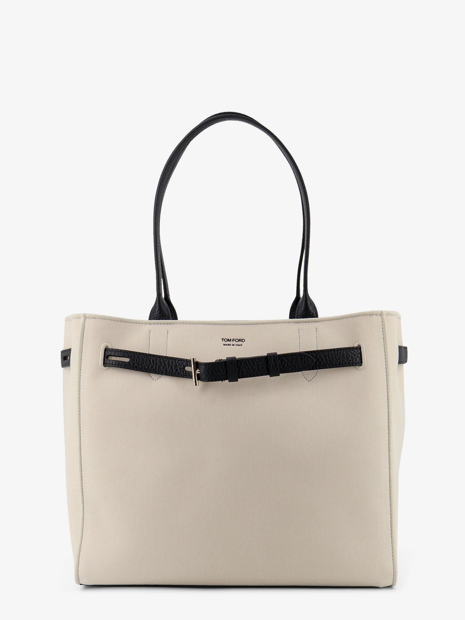 Canvas shoulder bag with engraved logo on the front