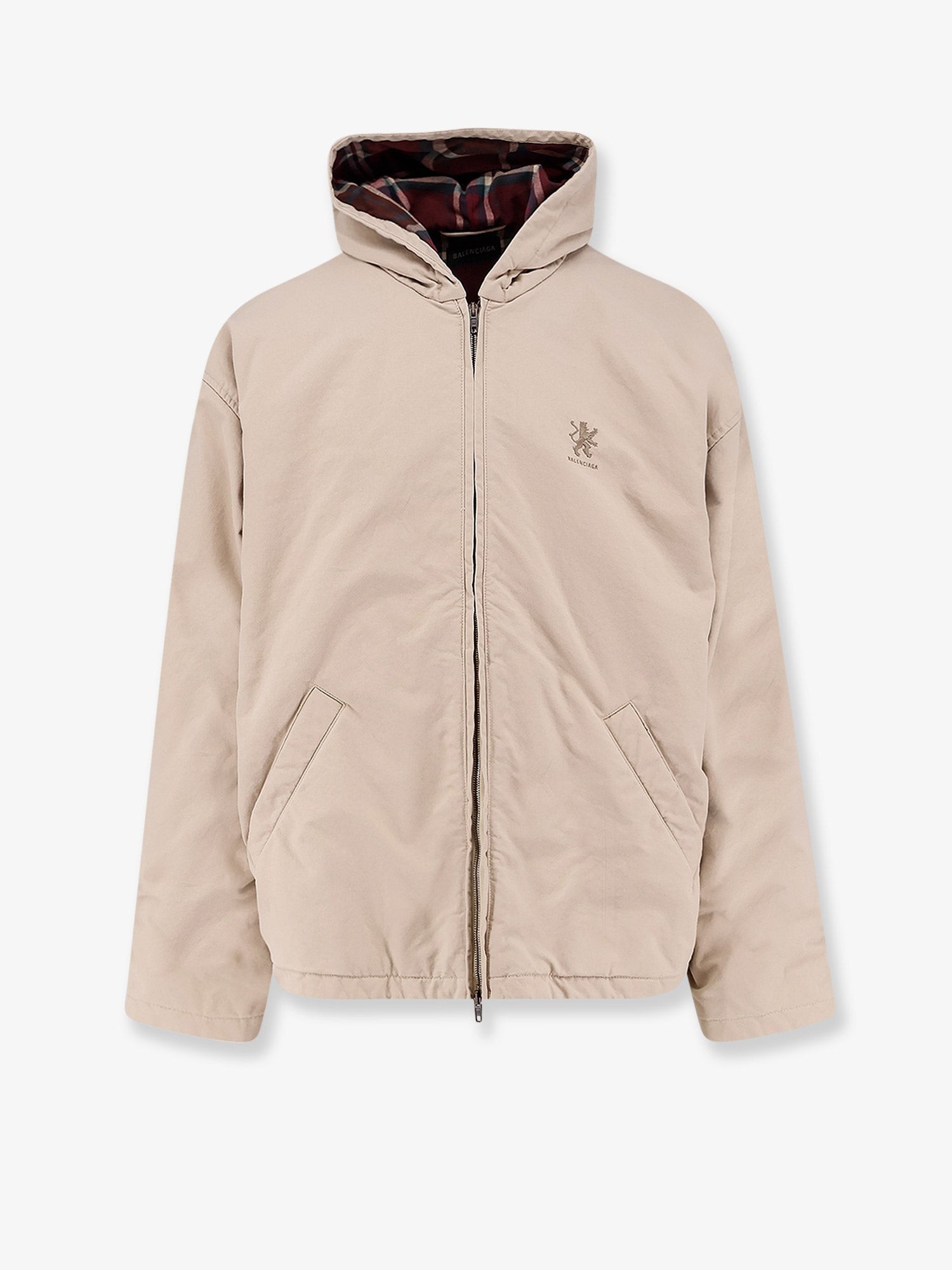 Cotton blend jacket with embroidered logo on the front
