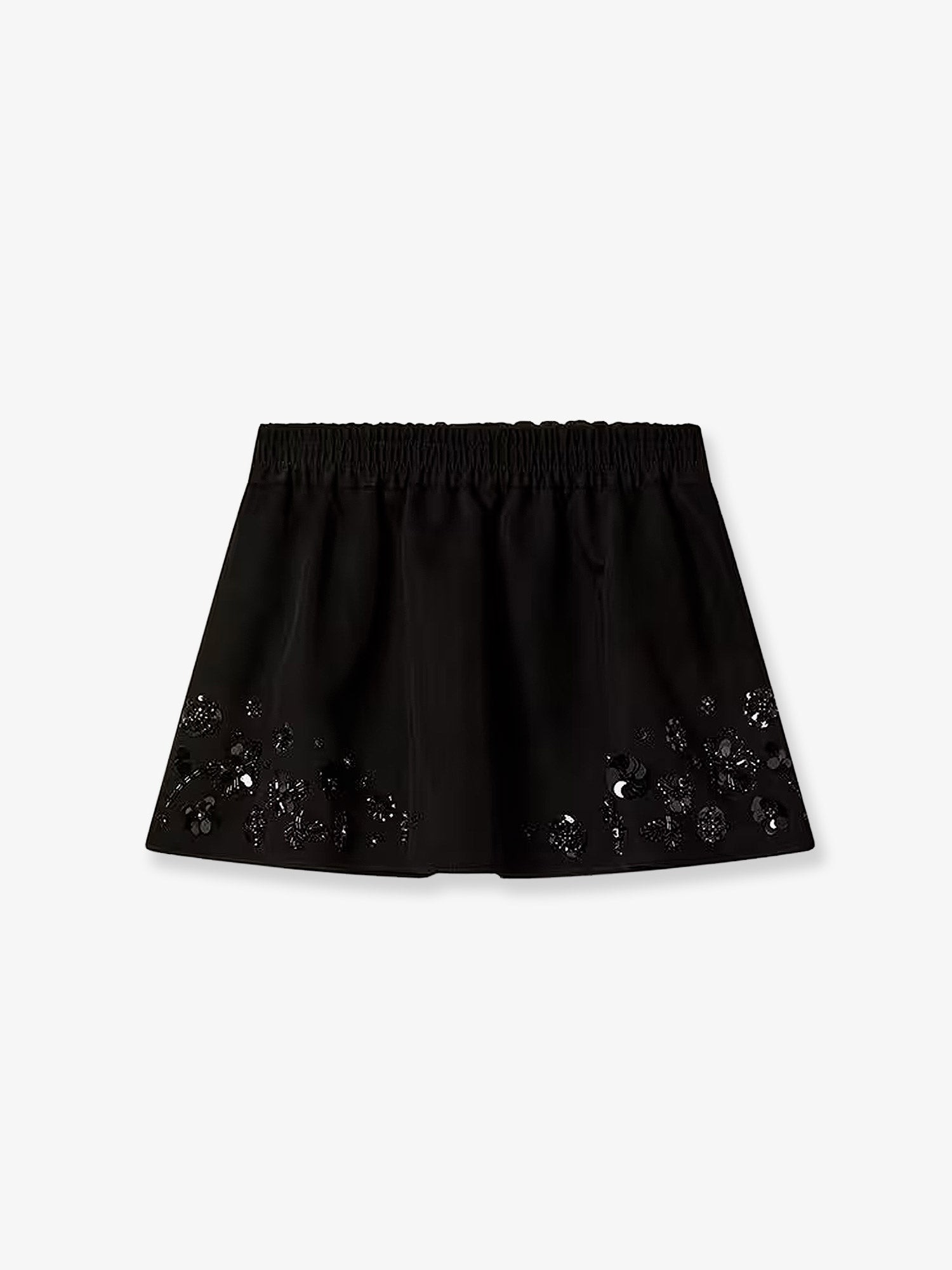 Cotton blend midi skirt with floral sequin and crystal details