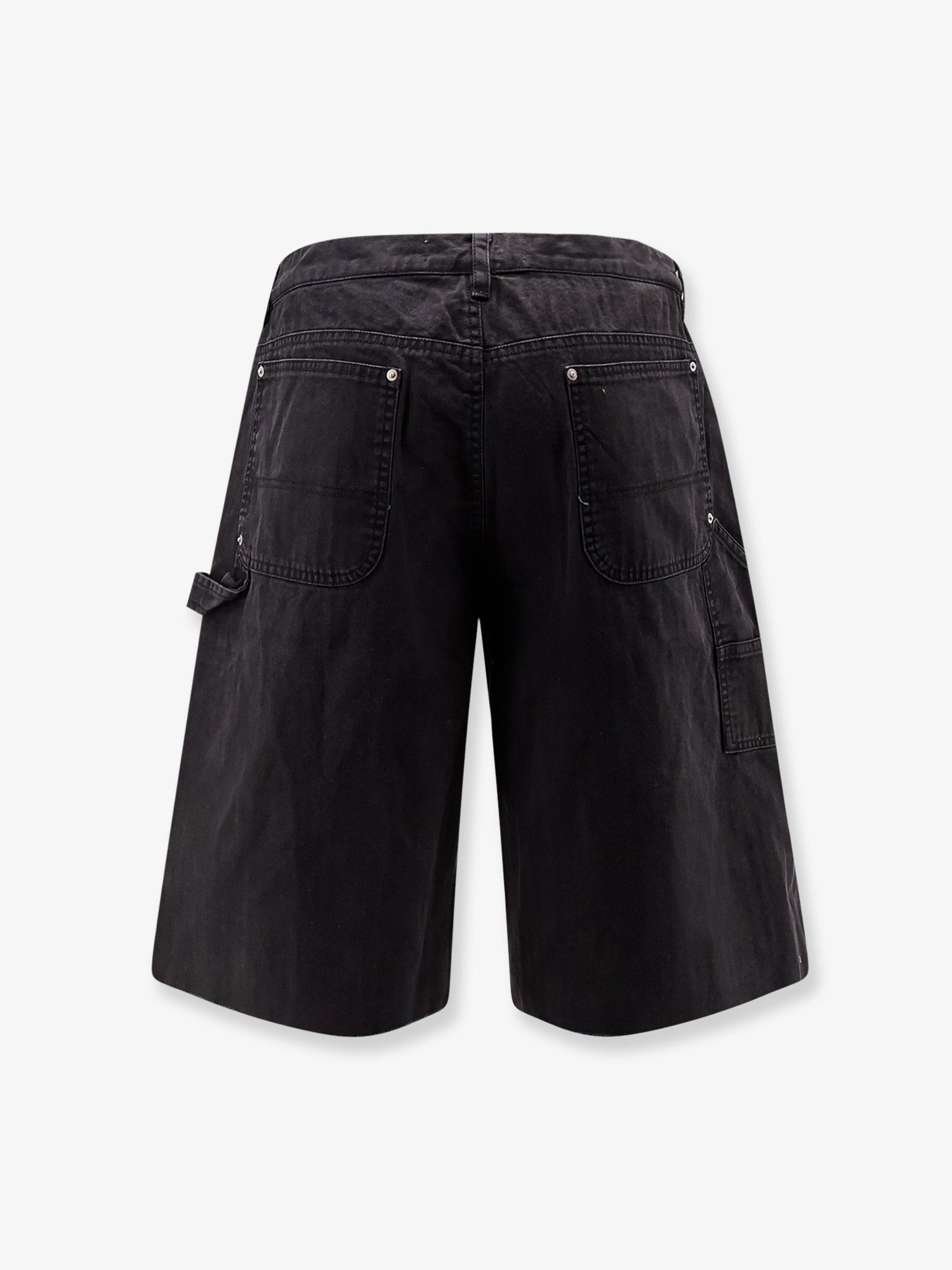 Cotton cargo bermuda shorts with distressed effect - Image 2