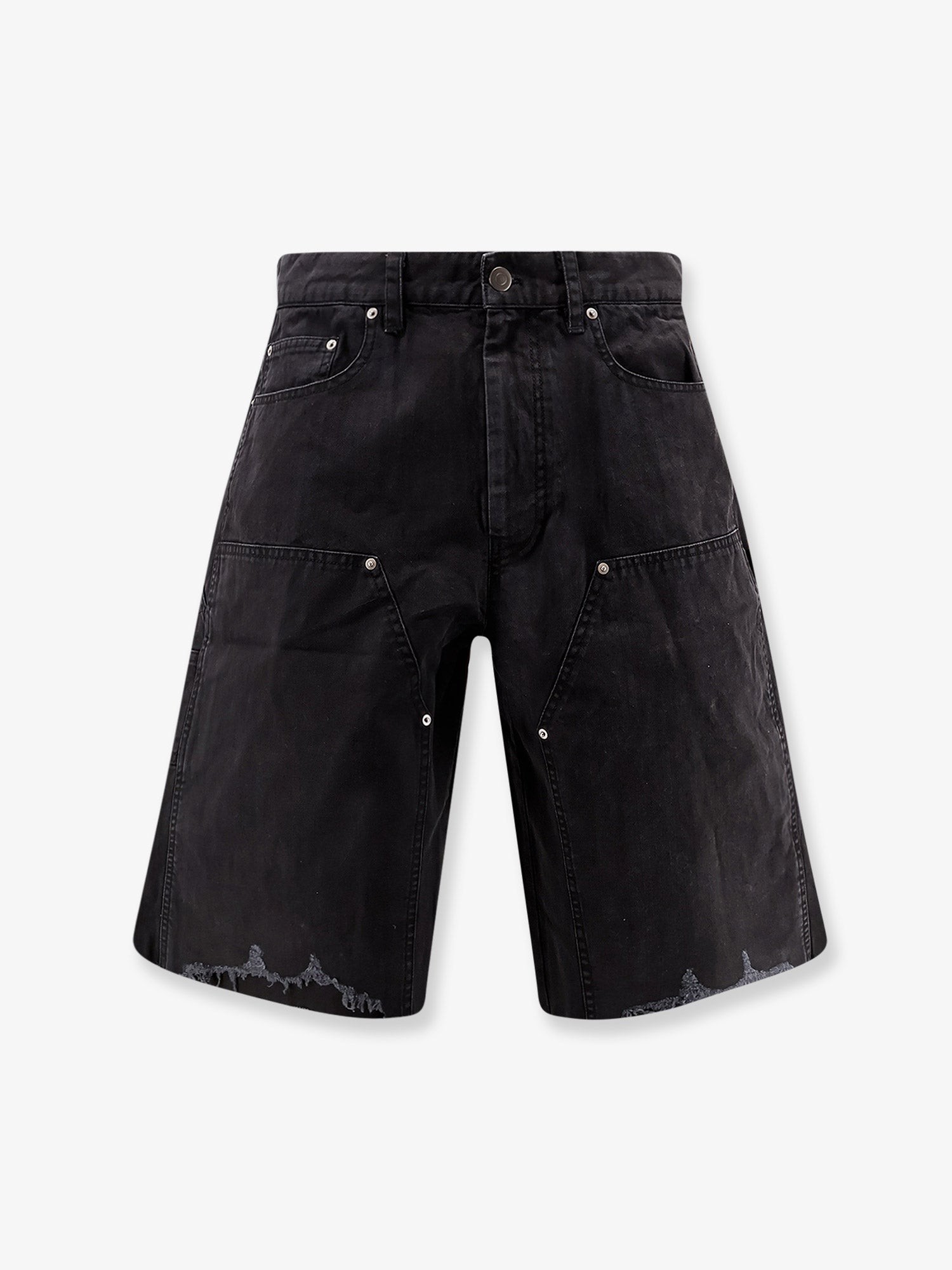 Cotton cargo bermuda shorts with distressed effect