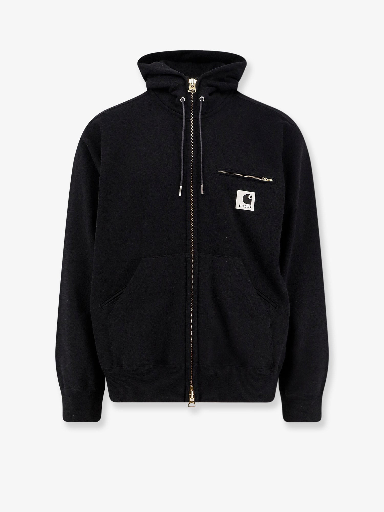 Cotton sweatshirt with double logo patch