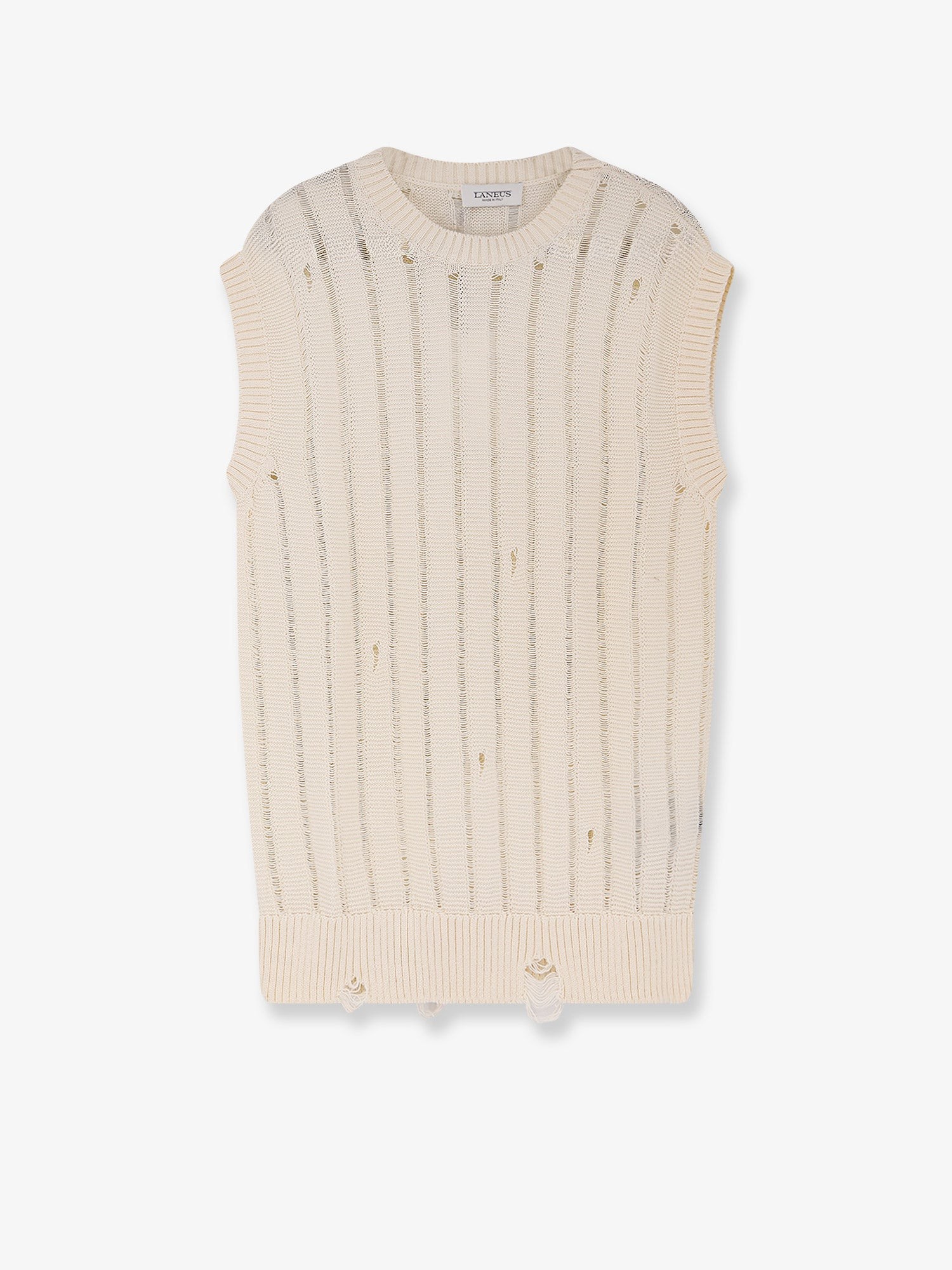 Destroyed effect cotton vest