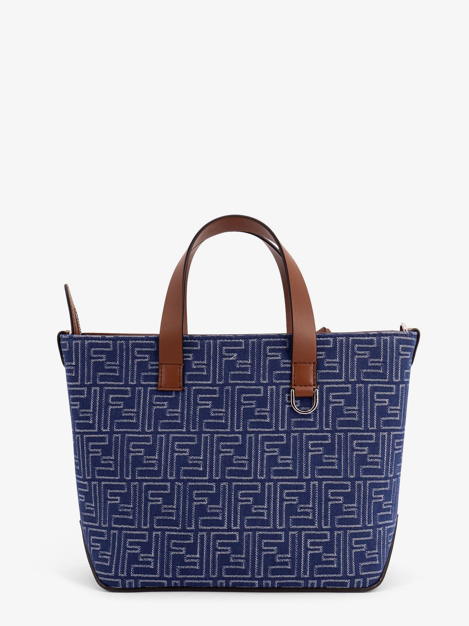 FF jacquard fabric and leather shopping bag - Image 2
