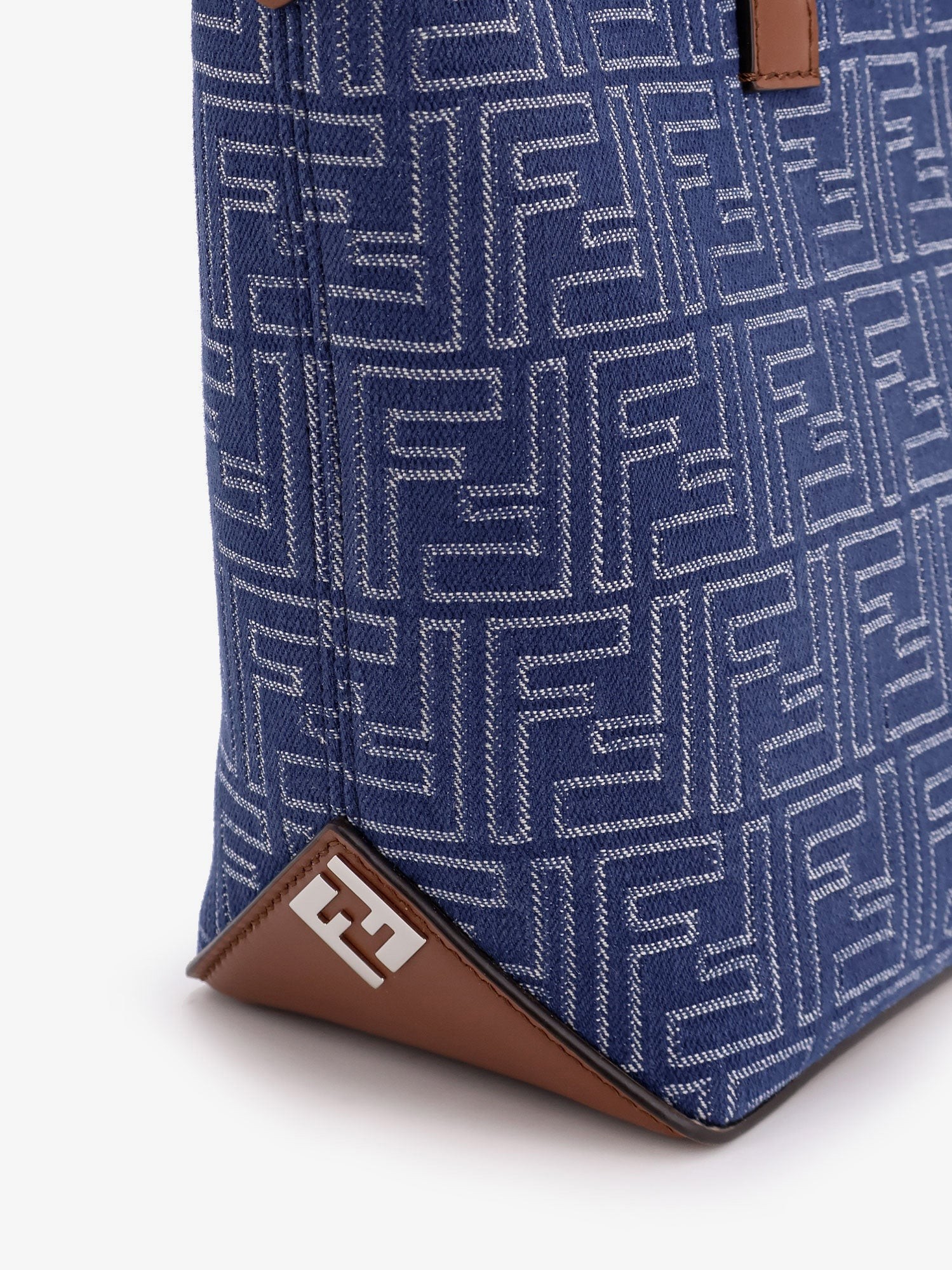 FF jacquard fabric and leather shopping bag - Image 4