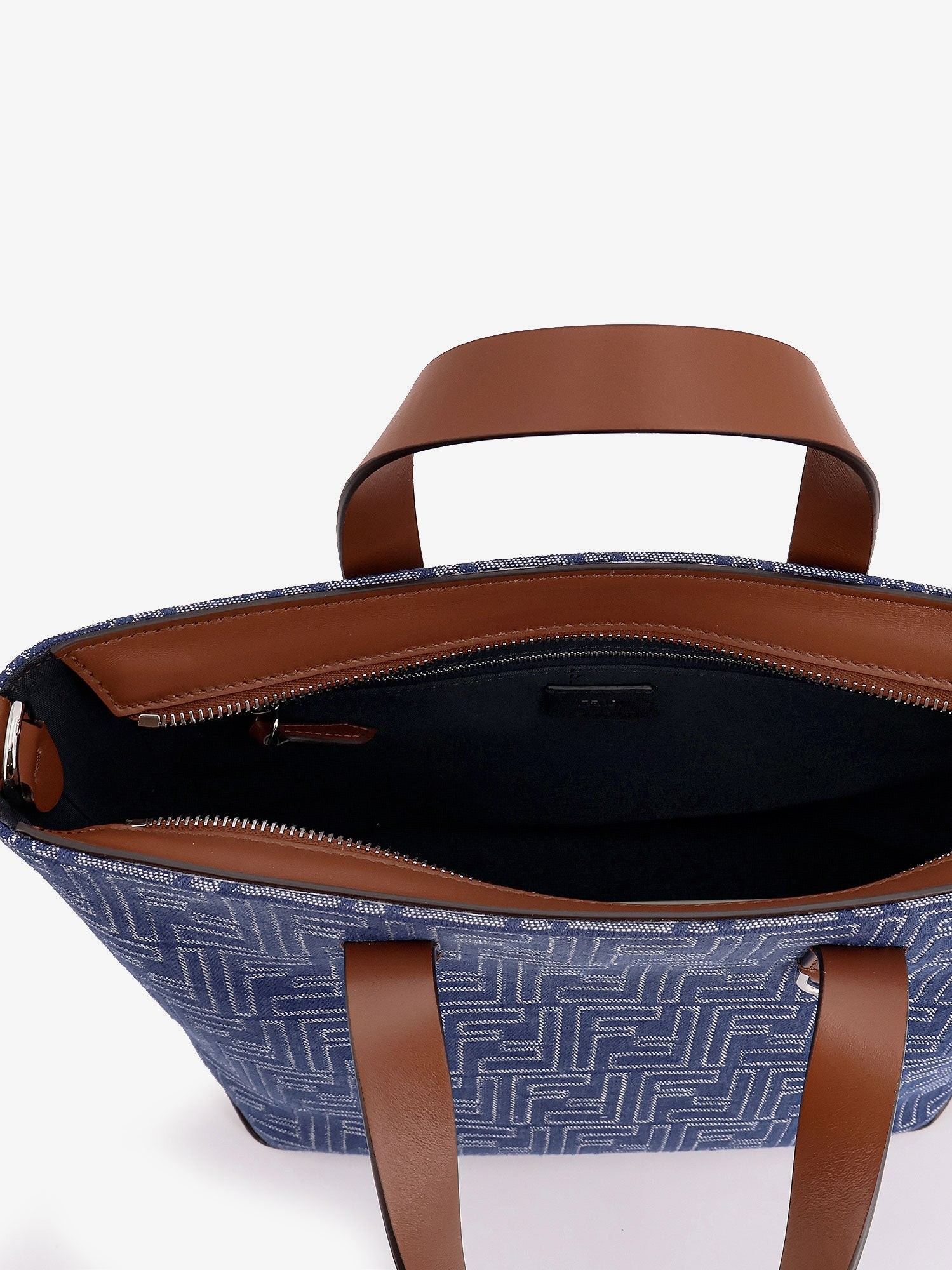 FF jacquard fabric and leather shopping bag - Image 5