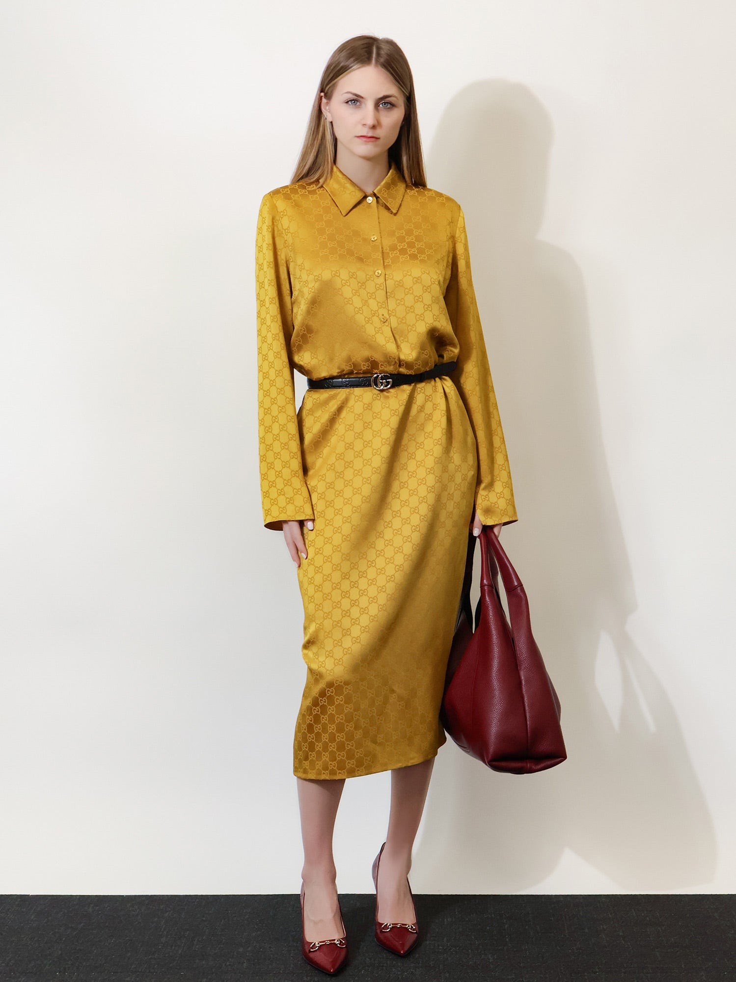 GG satin Chemisier Dress - Image 2