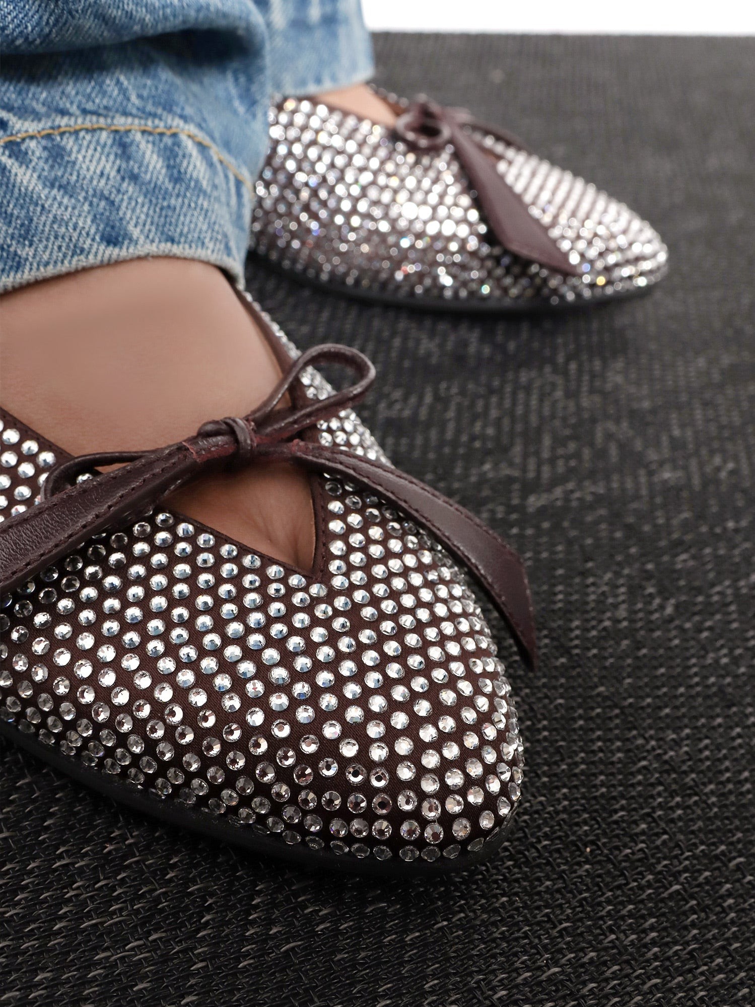 Kali satin ballerinas with all-over rhinestone detail - Image 2