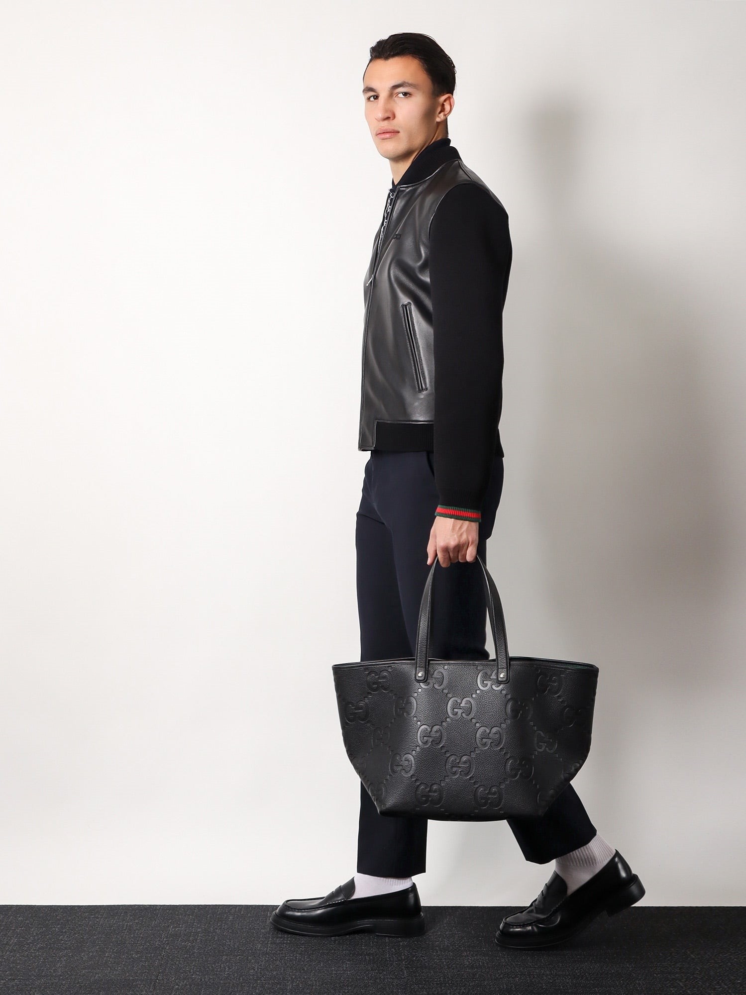 Leather and wool jacket - Image 2