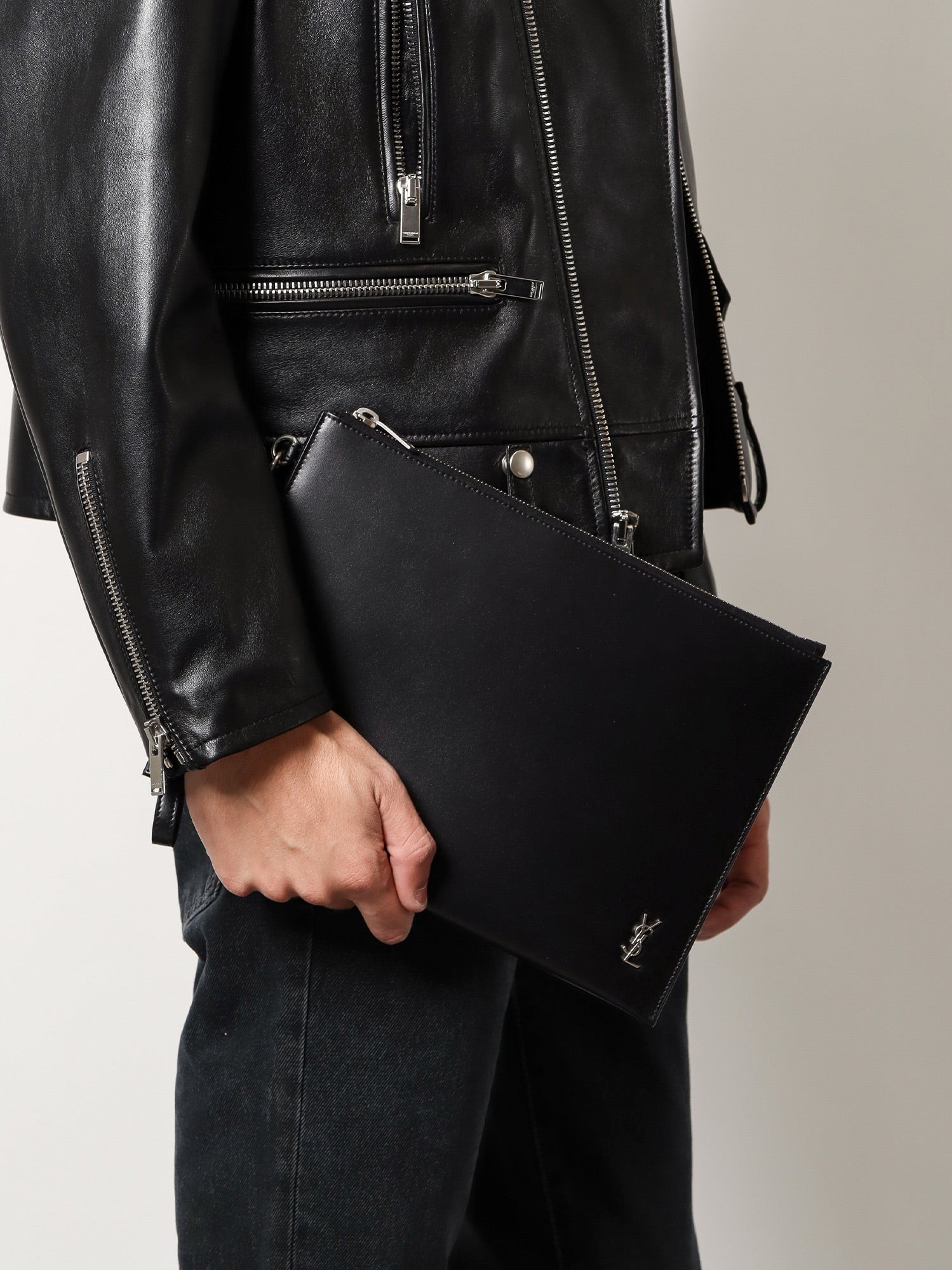 Leather clutch with Monogram detail - Image 2