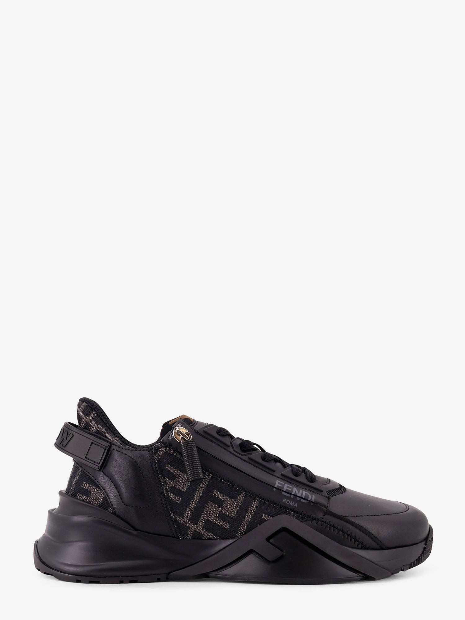 Leather Flow sneakers with FF jacquard fabric inserts