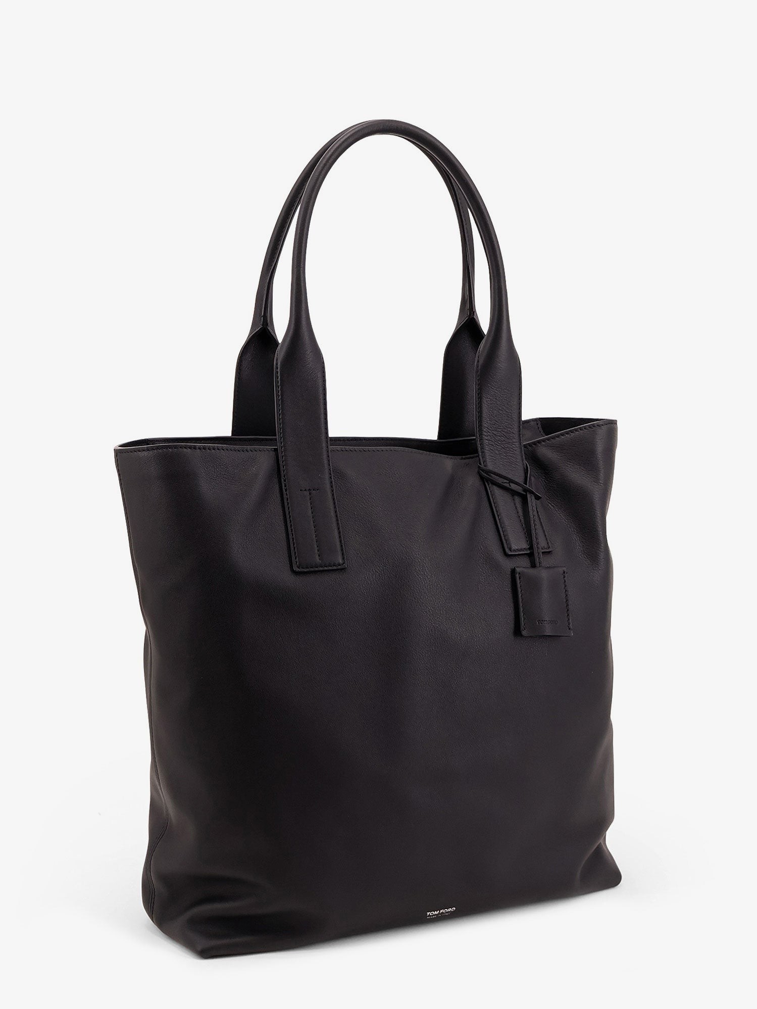 Leather shopping bag with logo lettering on the bottom - Image 3