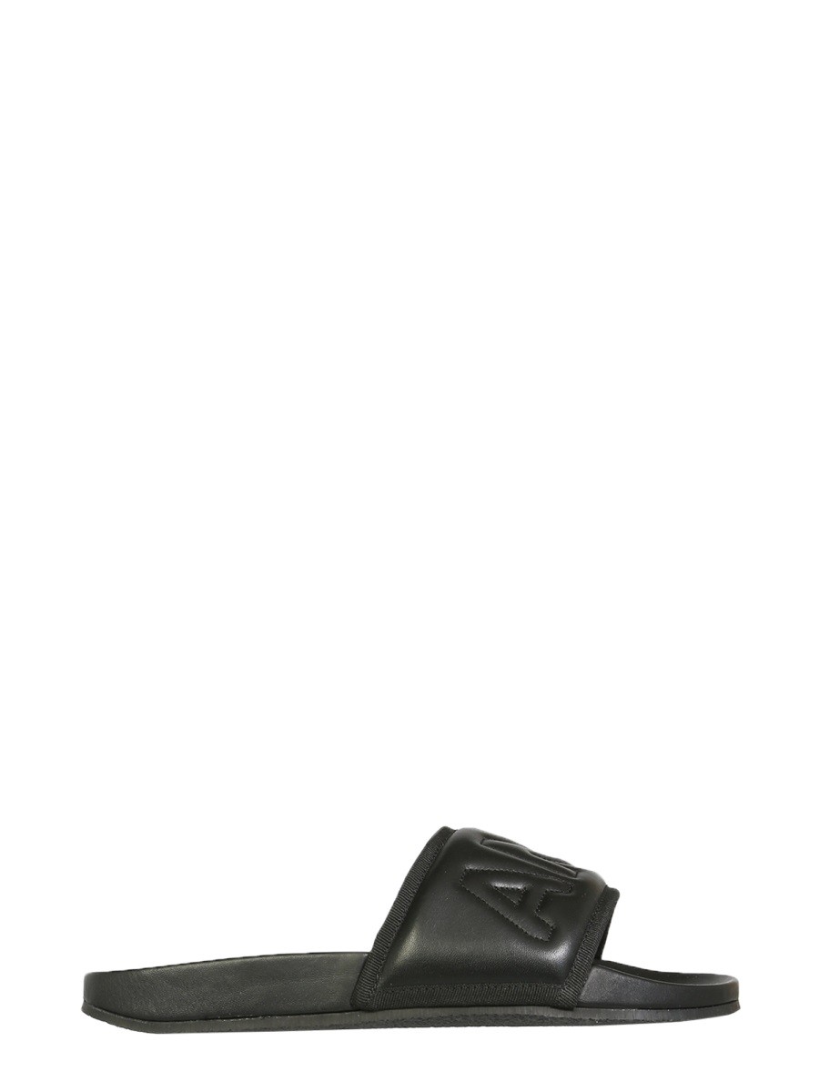 LEATHER SLIDE SANDALS