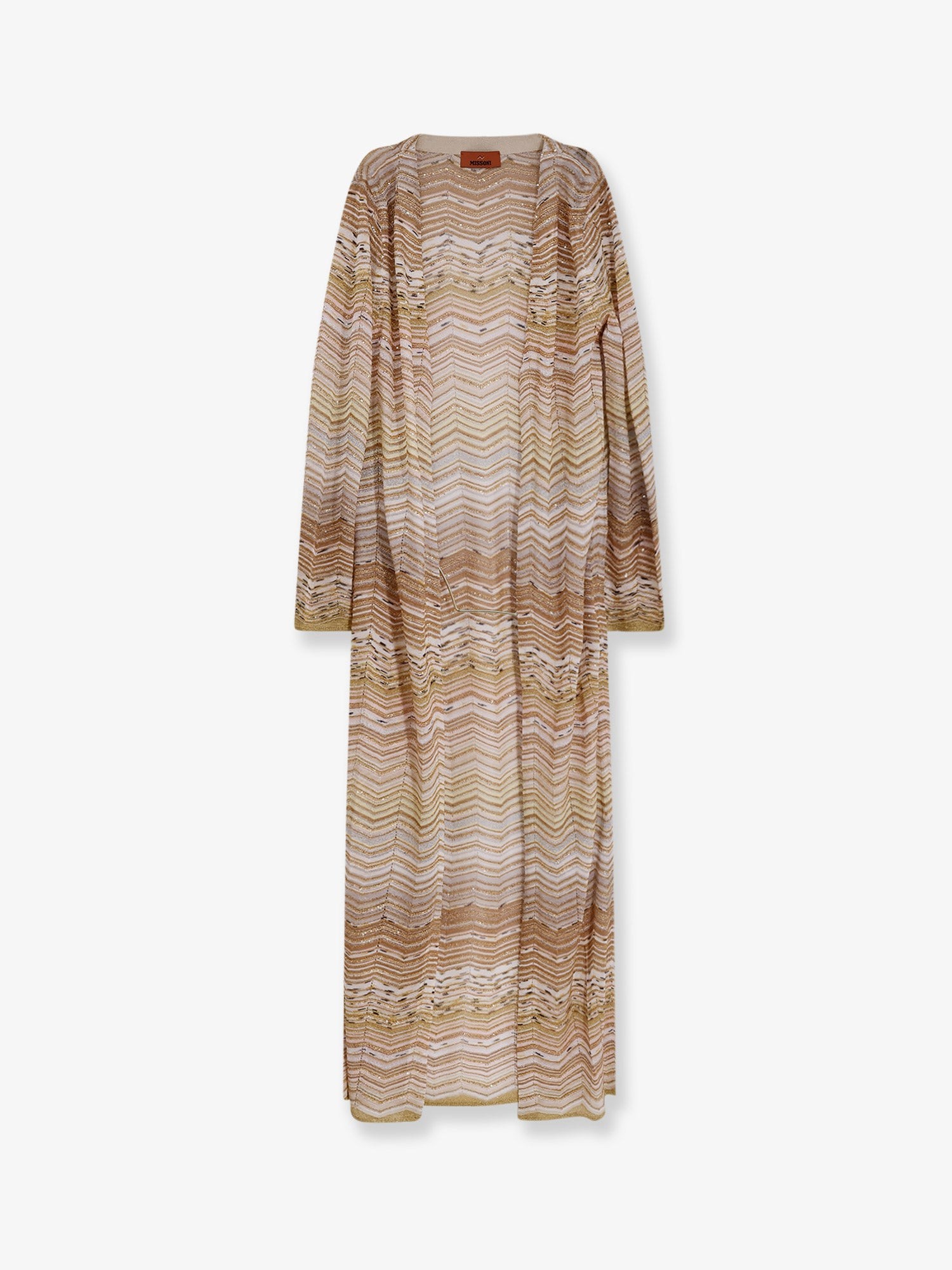 Long chevron motif cardigan with all-over sequins