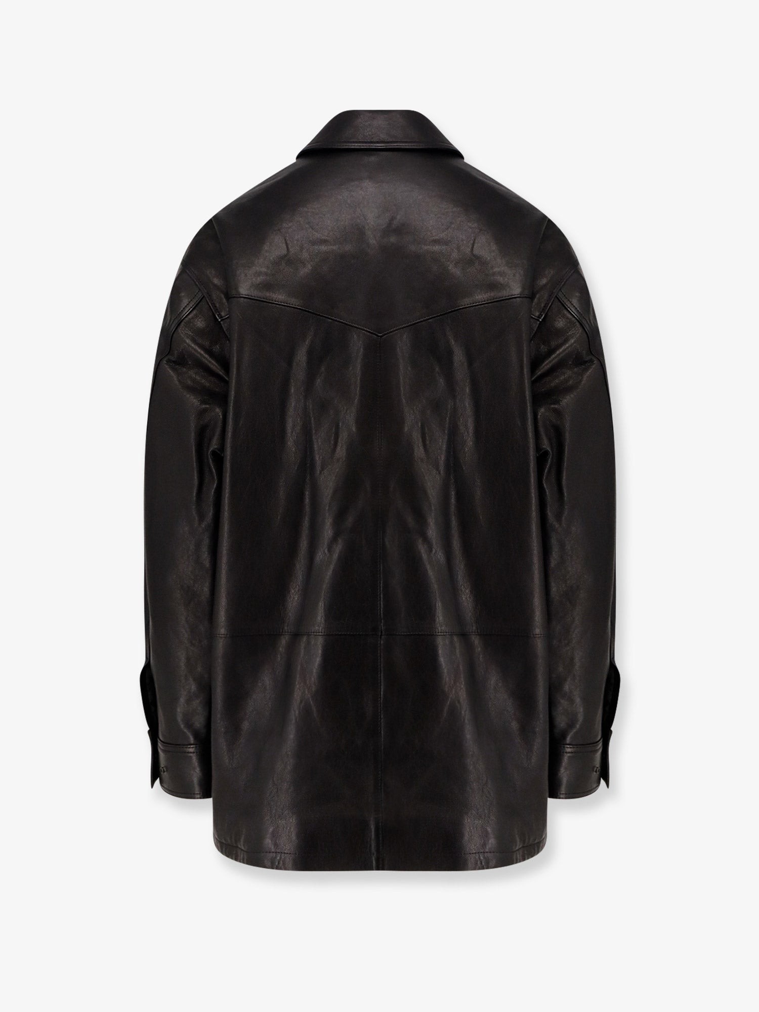 Long padded leather Unisex jacket - Image 2