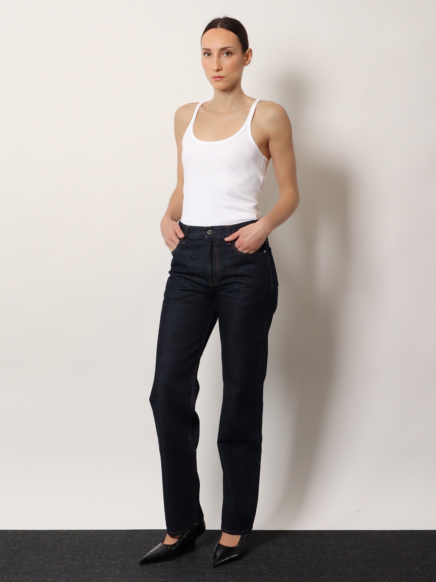 Low straight denim jeans - Image 2