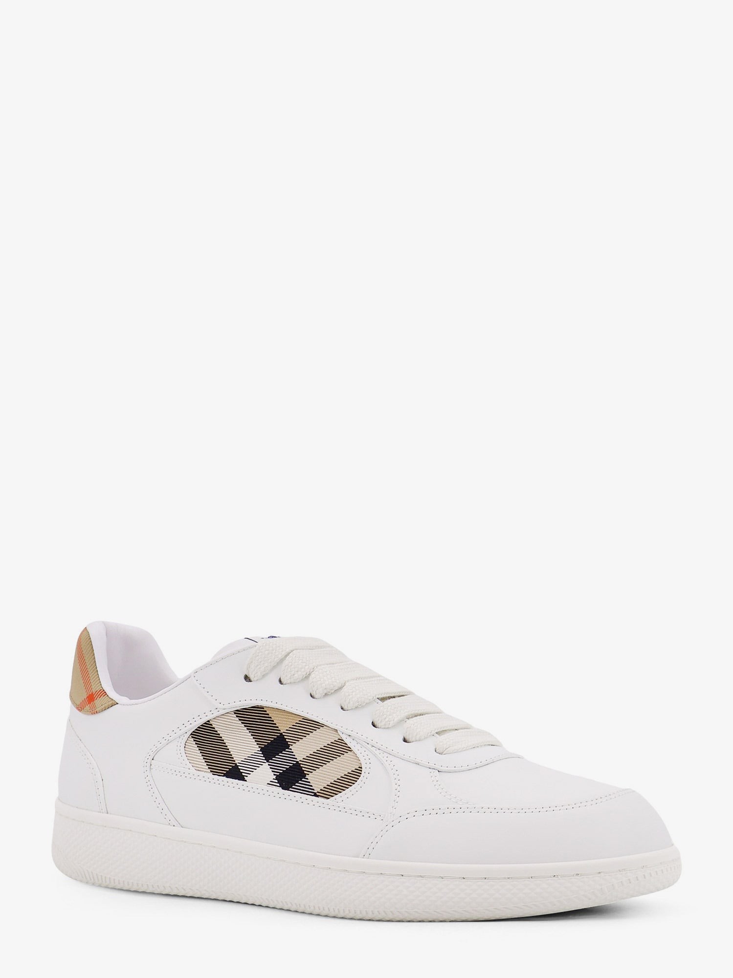 Low-top leather sneakers with Check inserts - Image 2