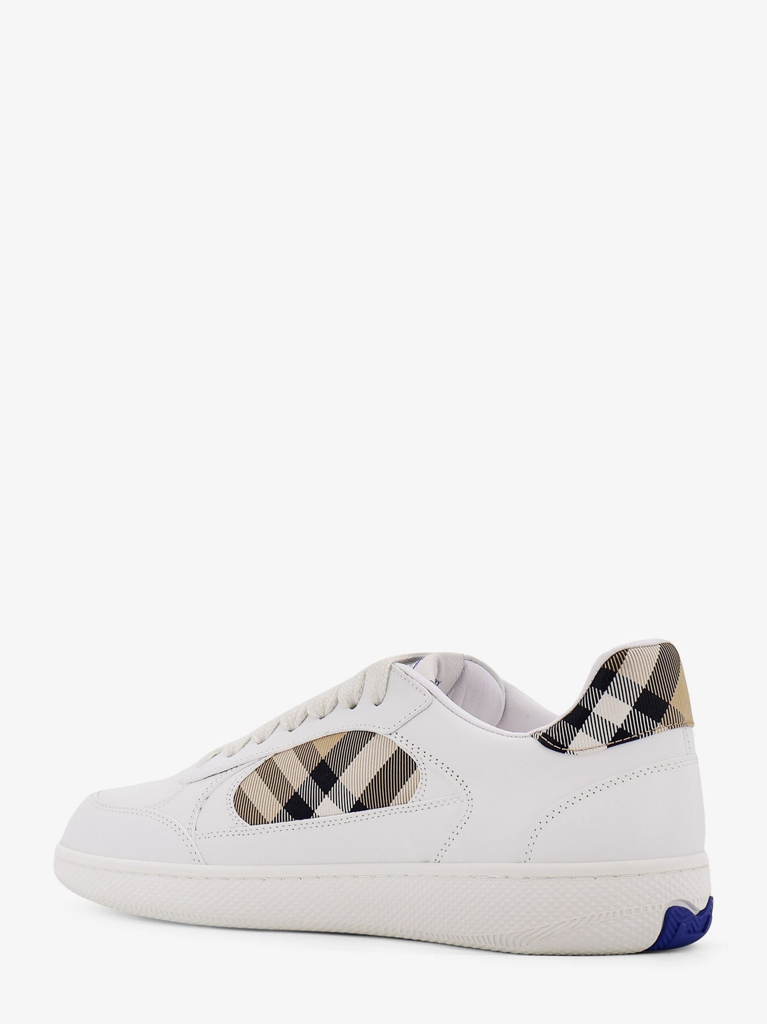 Low-top leather sneakers with Check inserts - Image 3