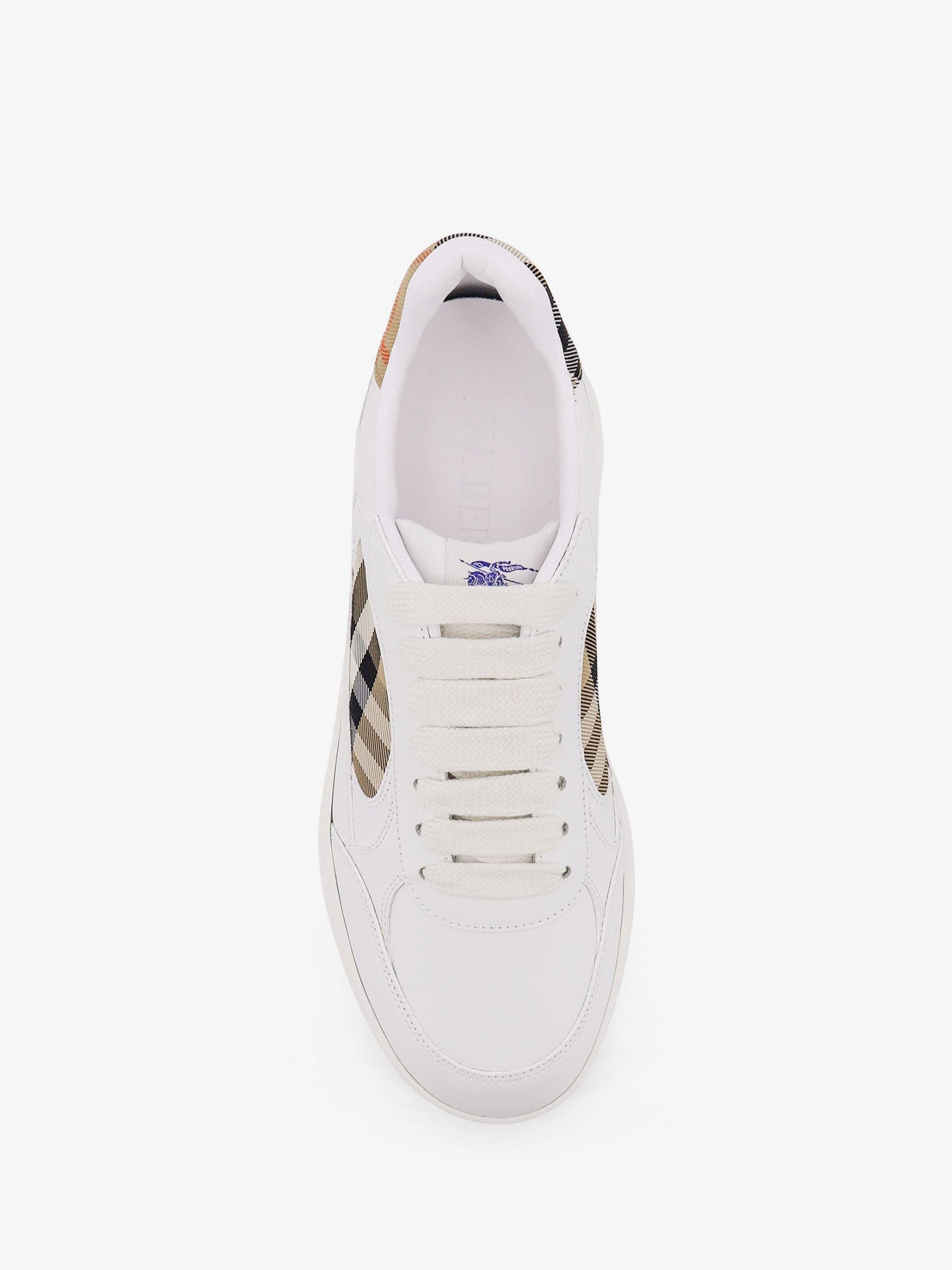 Low-top leather sneakers with Check inserts - Image 5