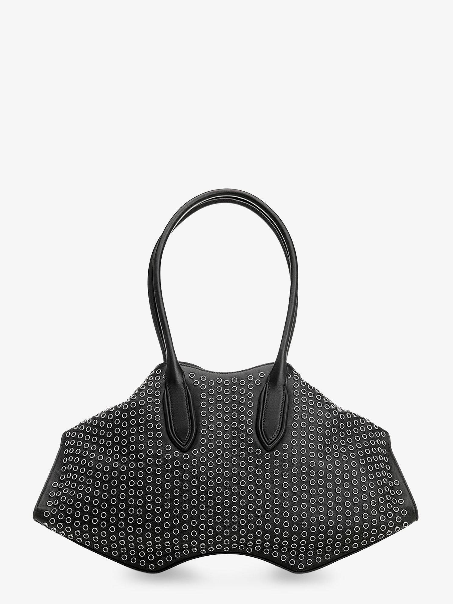Manta leather shoulder bag with all-over metal details - Image 3