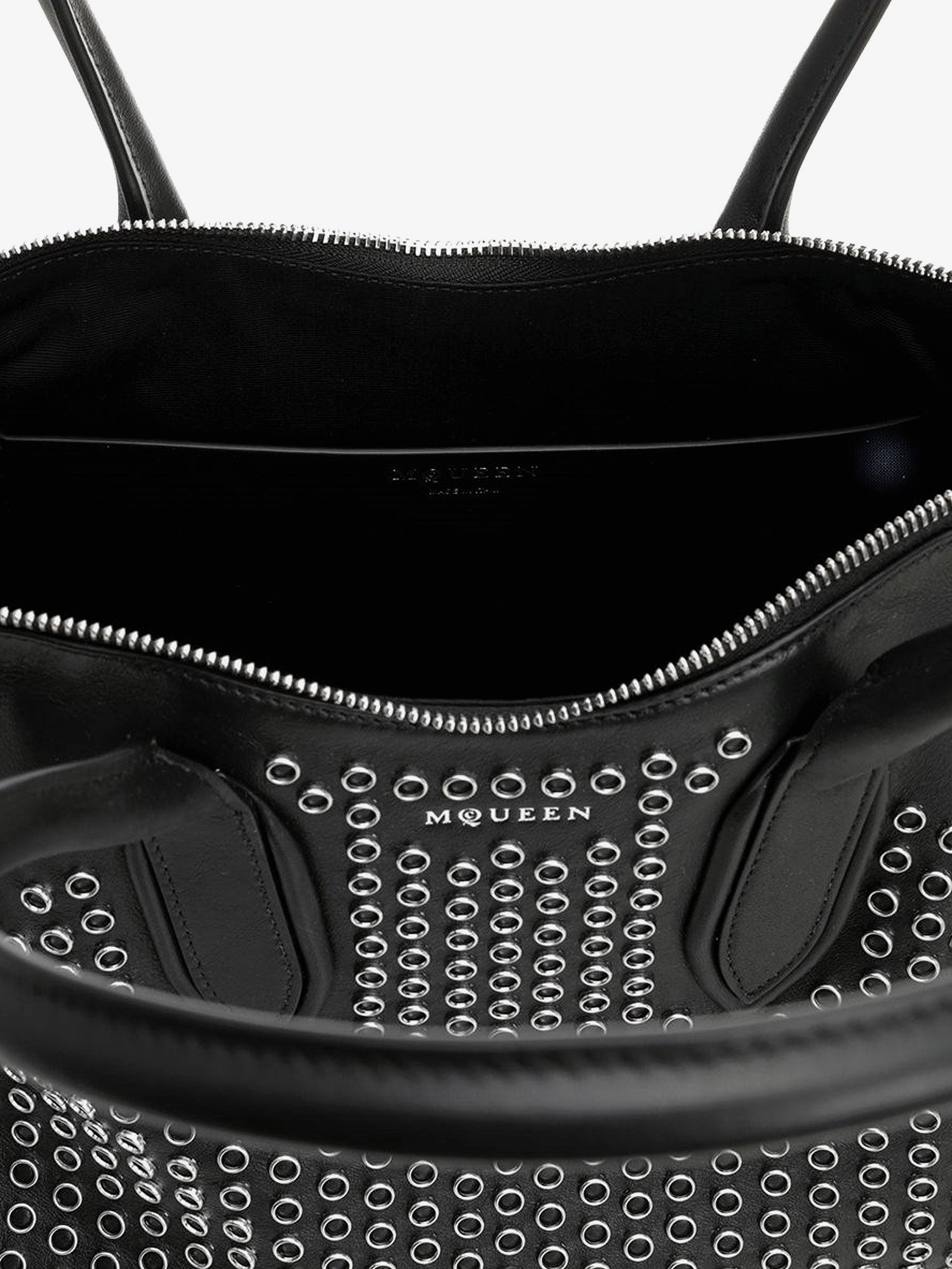 Manta leather shoulder bag with all-over metal details - Image 5