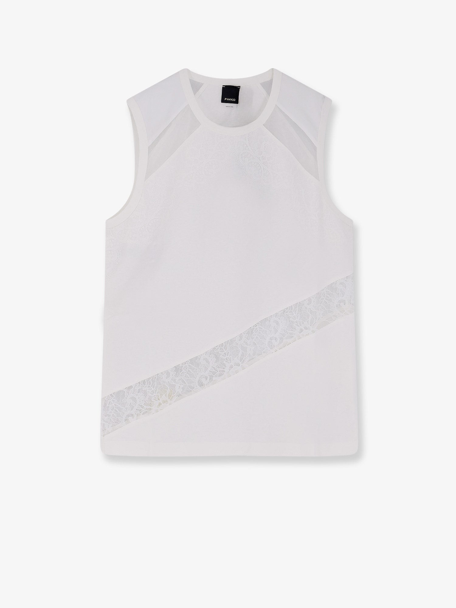 Molly cotton tank top with lace inserts