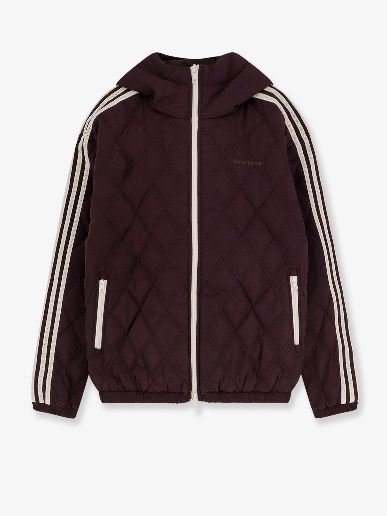 Nylon down jacket with iconic side stripes