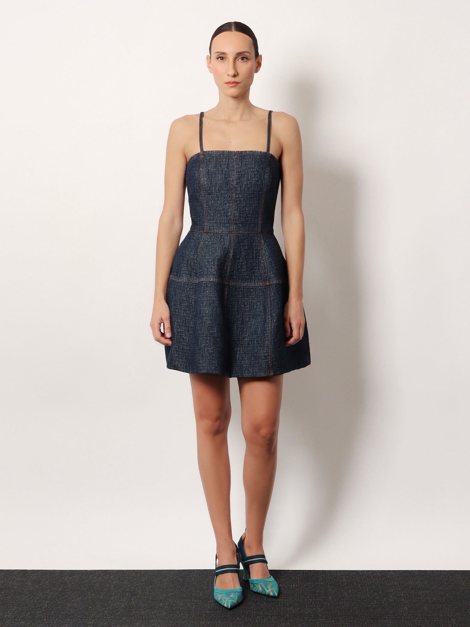Padded denim mini dress - Image 2