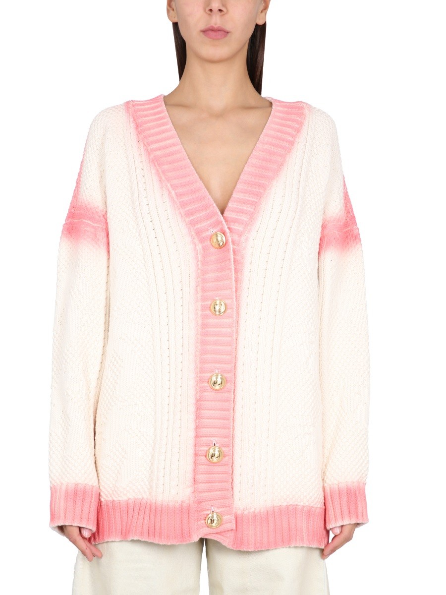 PATENT LEATHER EFFECT PALM CARDIGAN