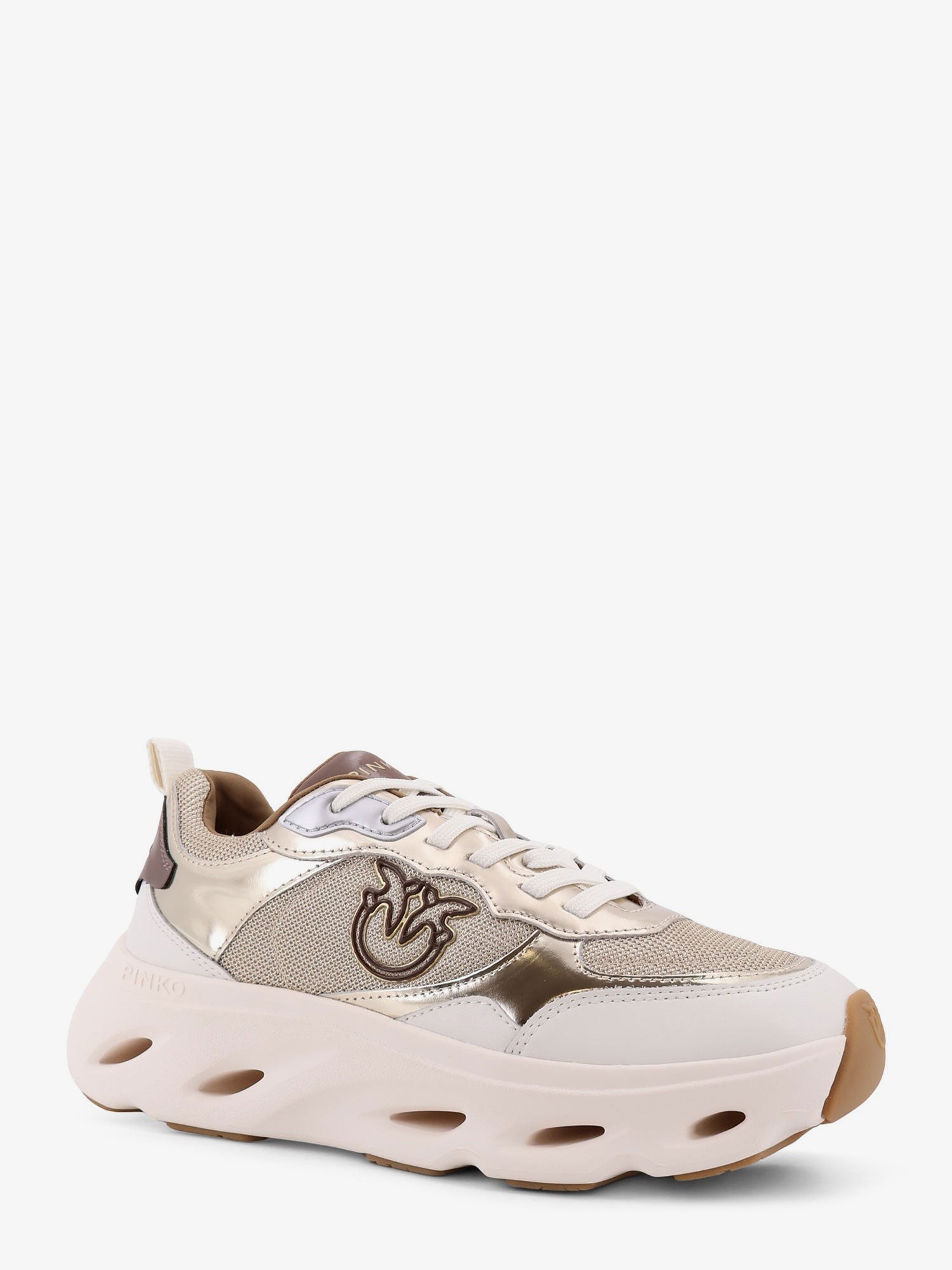 Pink leather sneakers with nylon inserts - Image 2