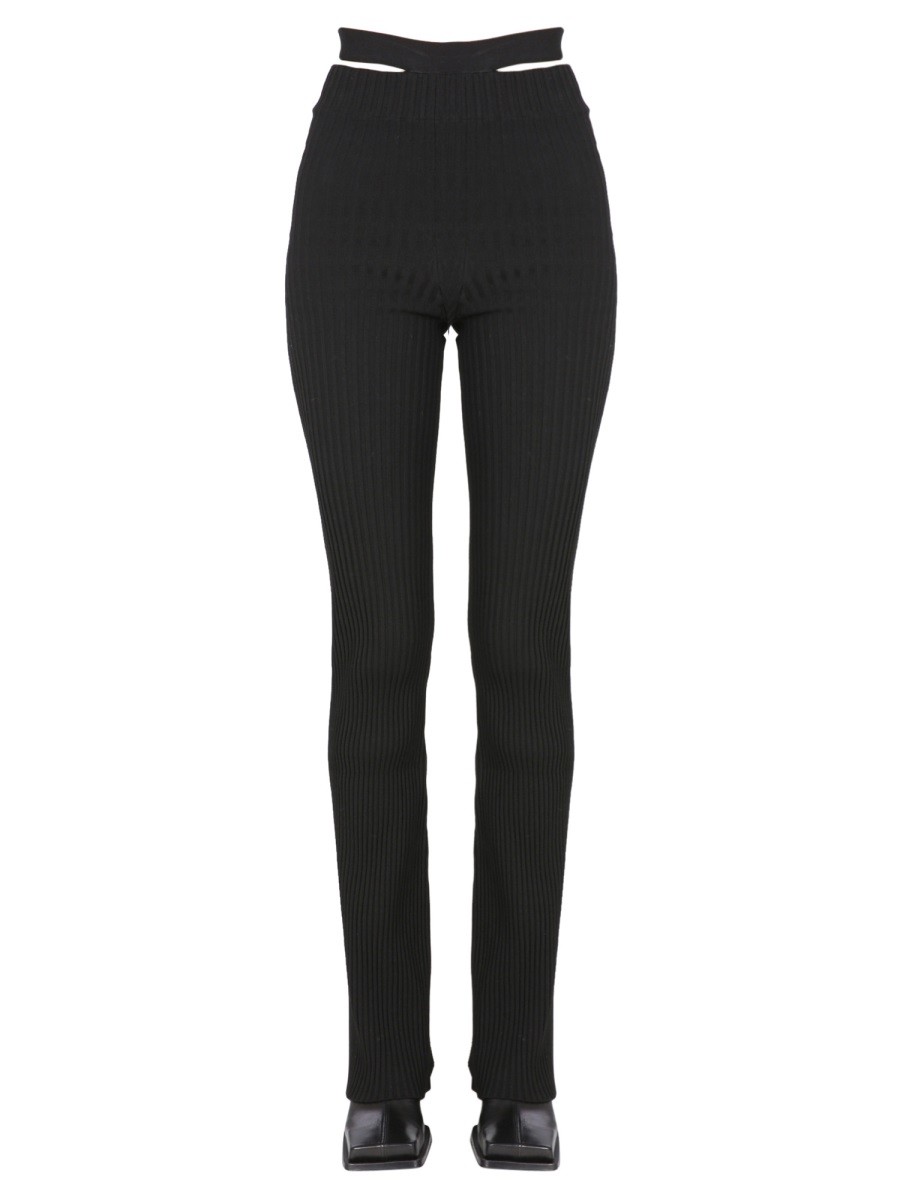 RIBBED TROUSERS WITH CUT OUT BELT