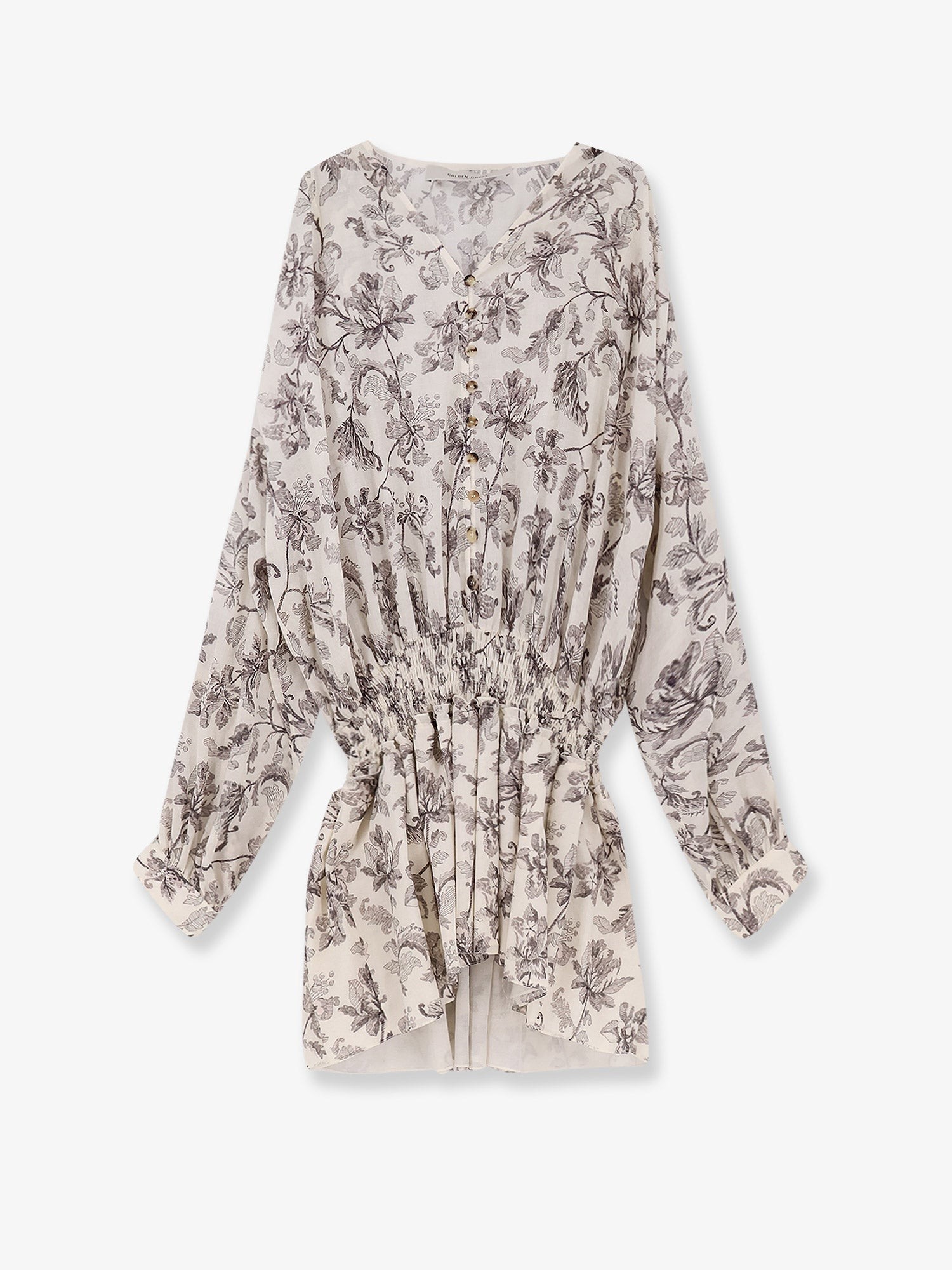 Short cotton dress with floral pattern