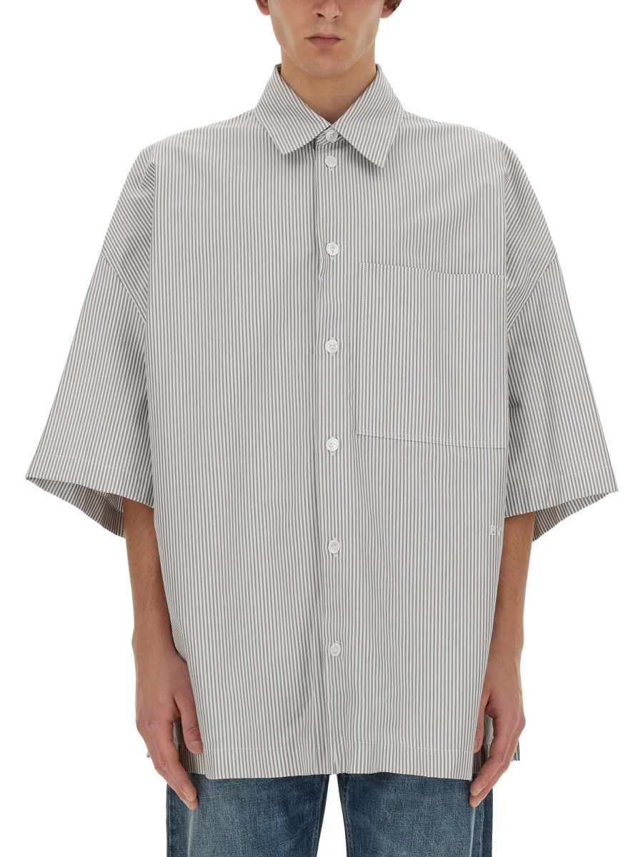 STRIPED OVERSHIRT WITH "BV" EMBROIDERY