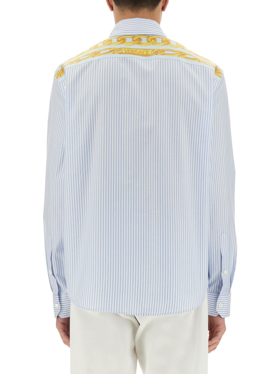 STRIPED SHIRT WITH SILK PRINTED INSERT - Image 3