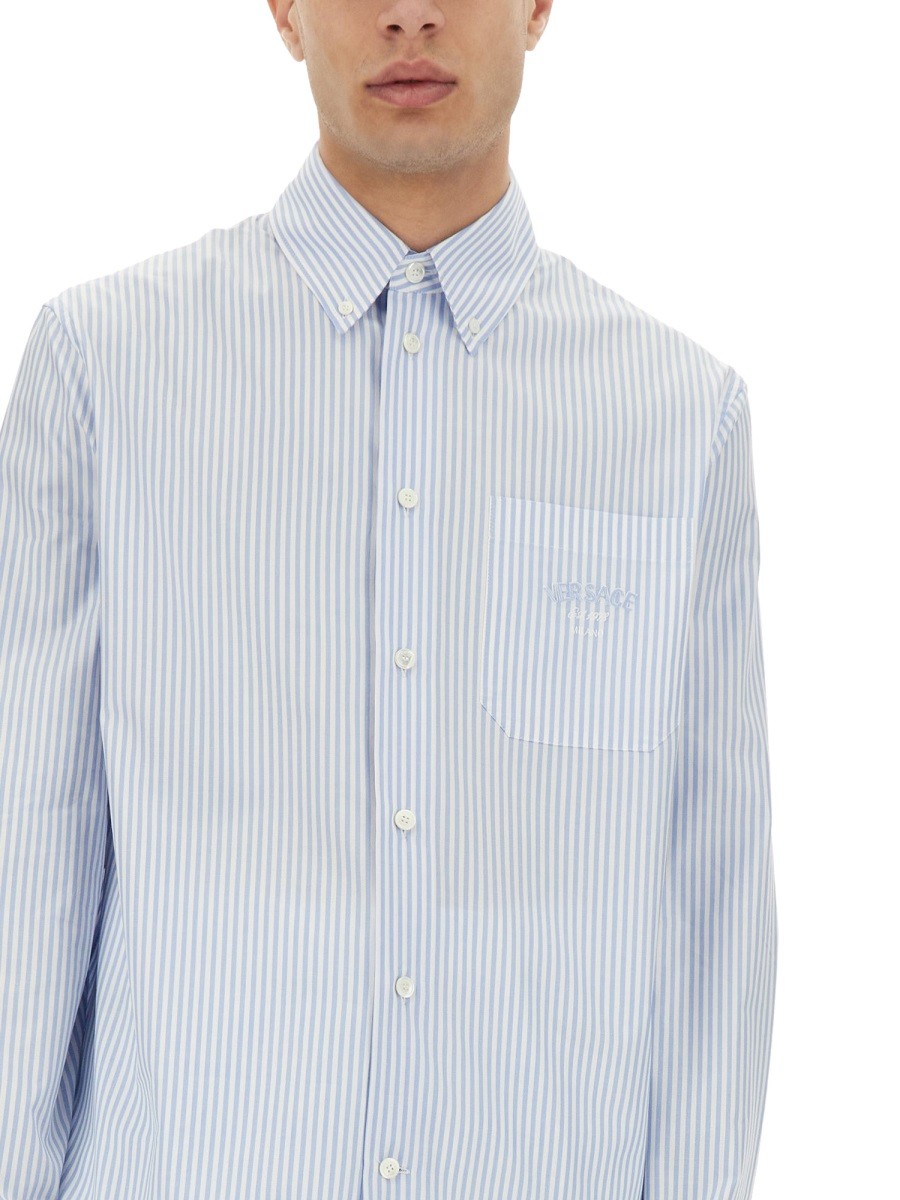 STRIPED SHIRT WITH SILK PRINTED INSERT - Image 4