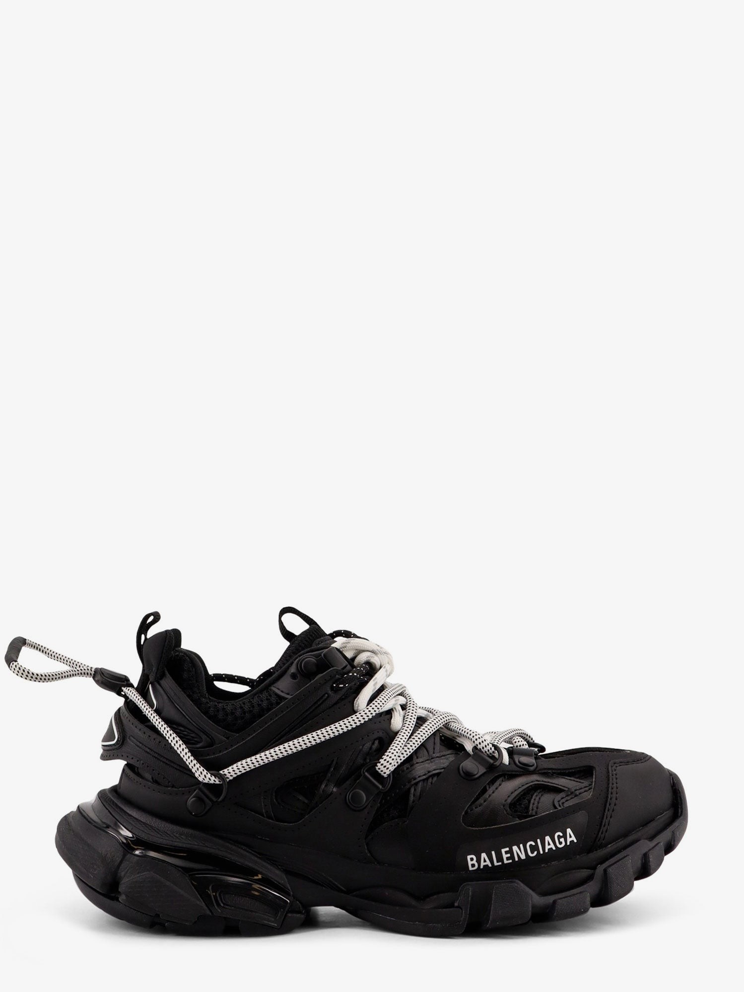 Track mesh sneakers with double laces