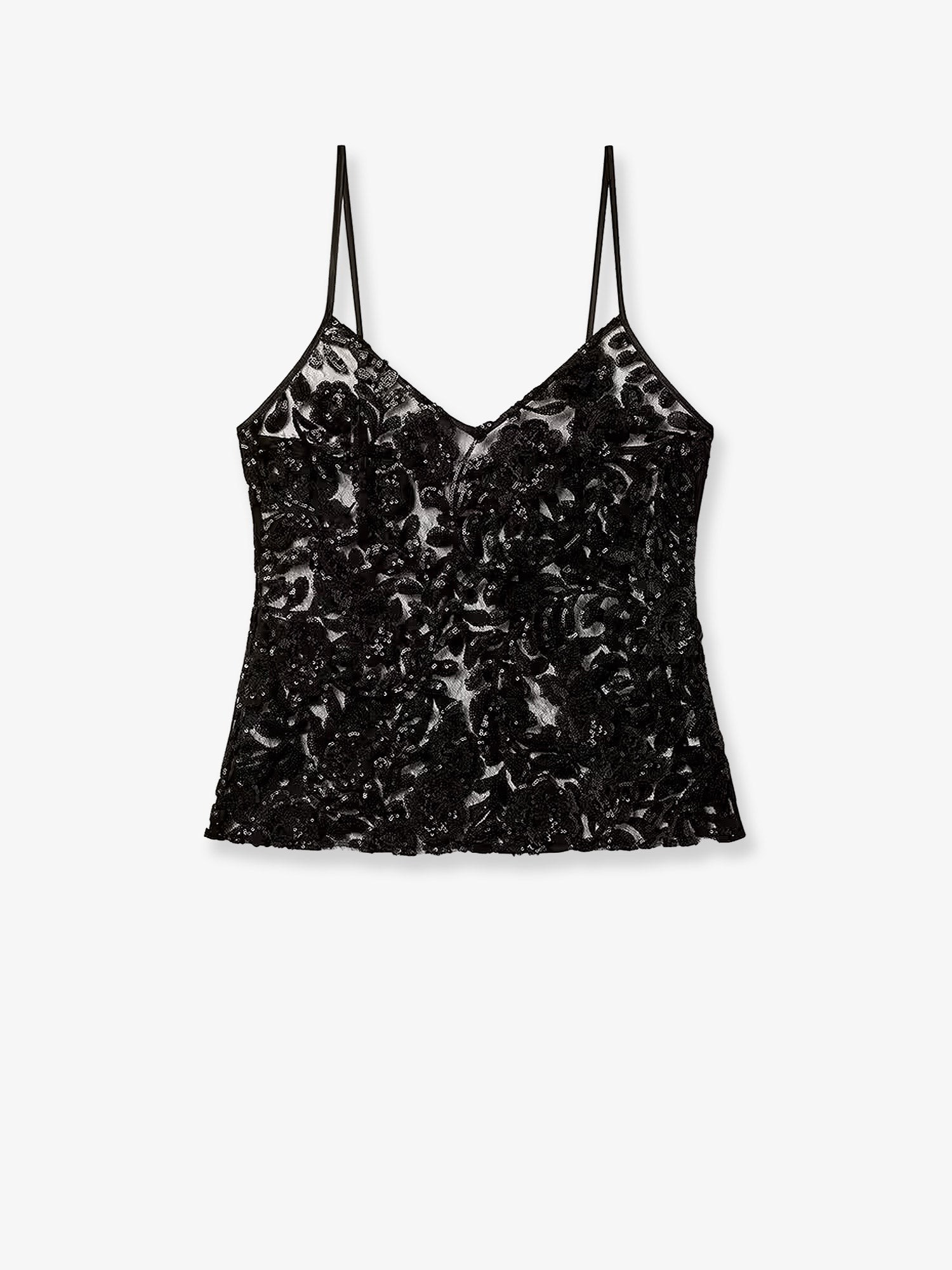 Tulle top with sequins embroidery