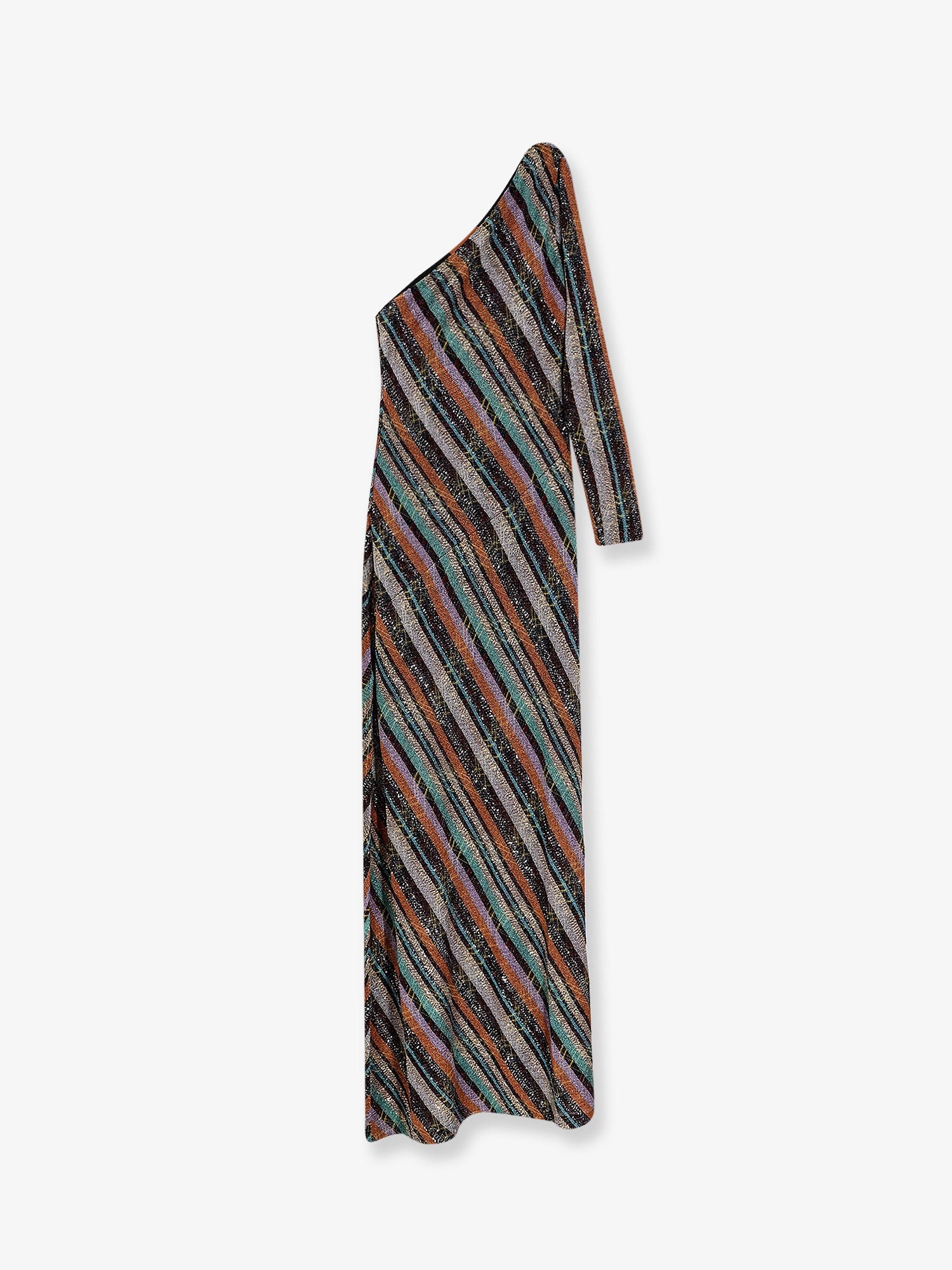 Viscose blend long dress with chevron pattern