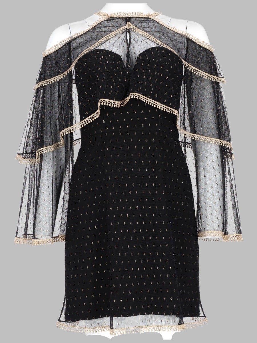 ABITO CON CAPPA IN TULLE PLUMETIS