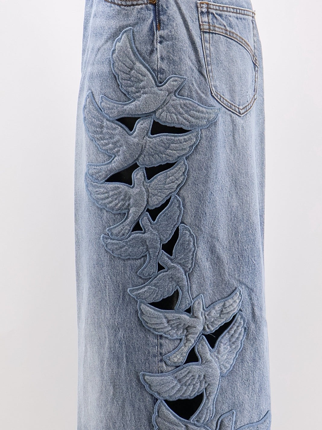 Alchemy Applique Relaxed Flare blue denim jeans - Image 3