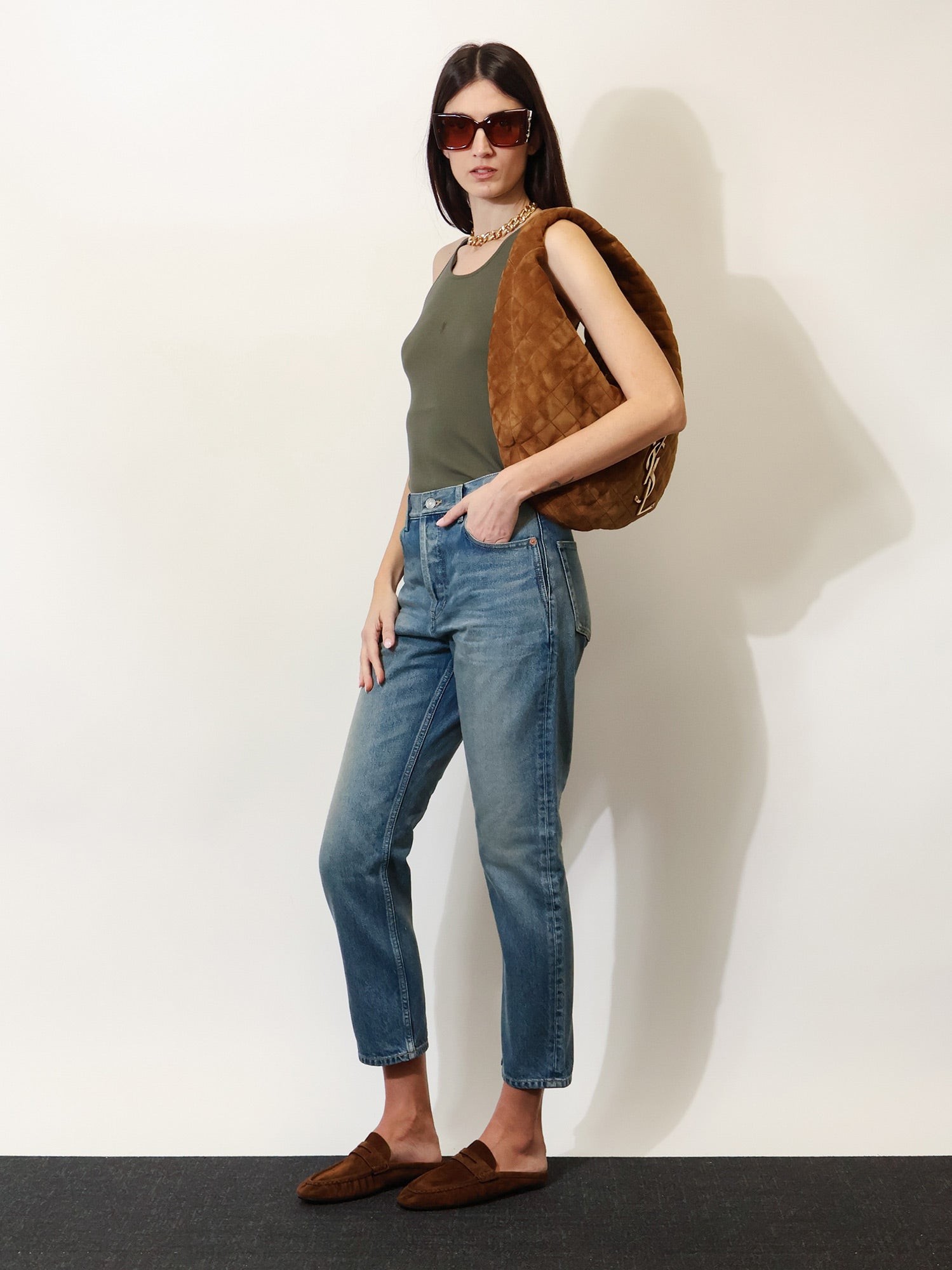 Ankle midi blue denim jeans - Image 2