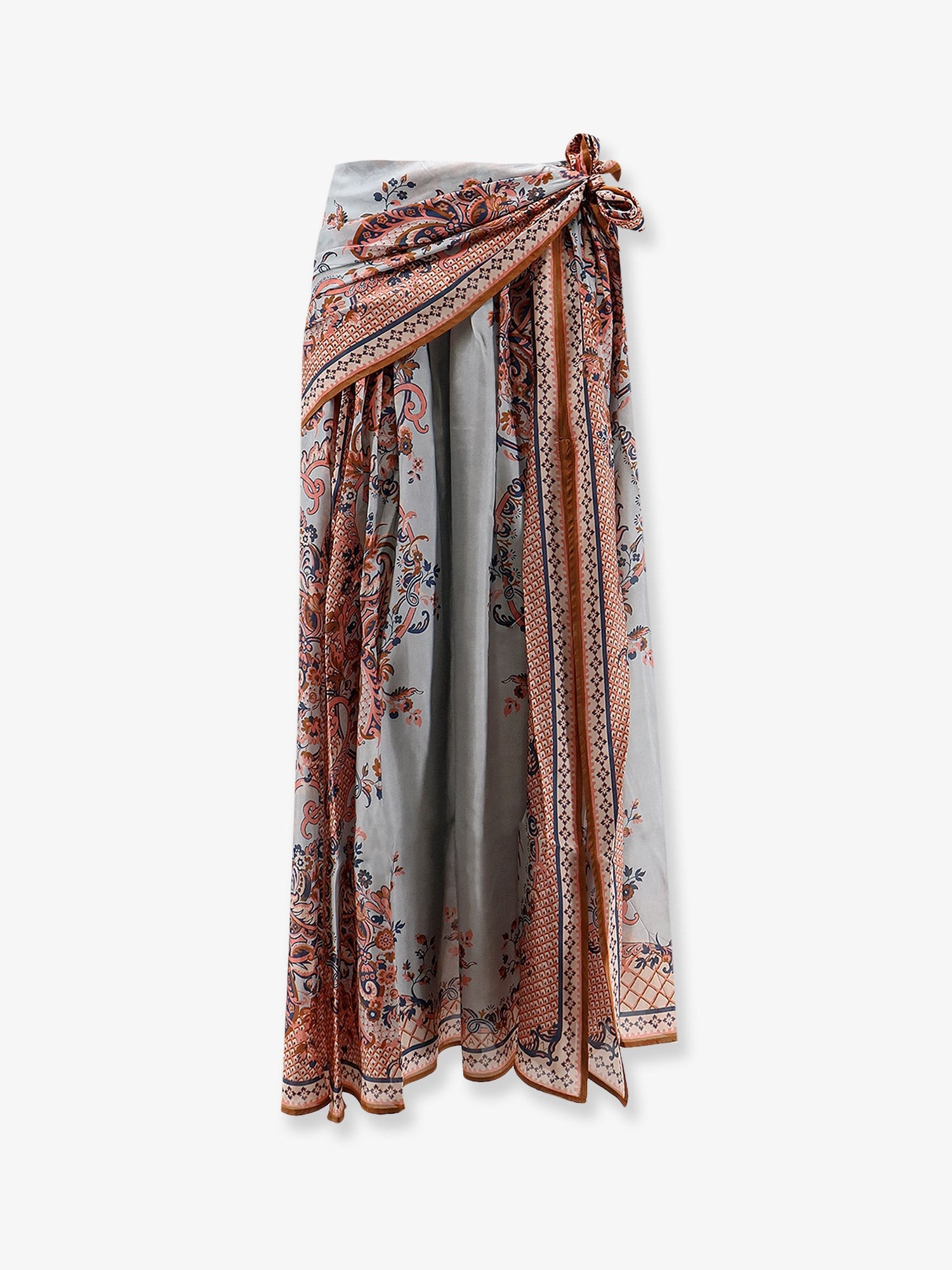 Aster silk midi skirt with paisley print
