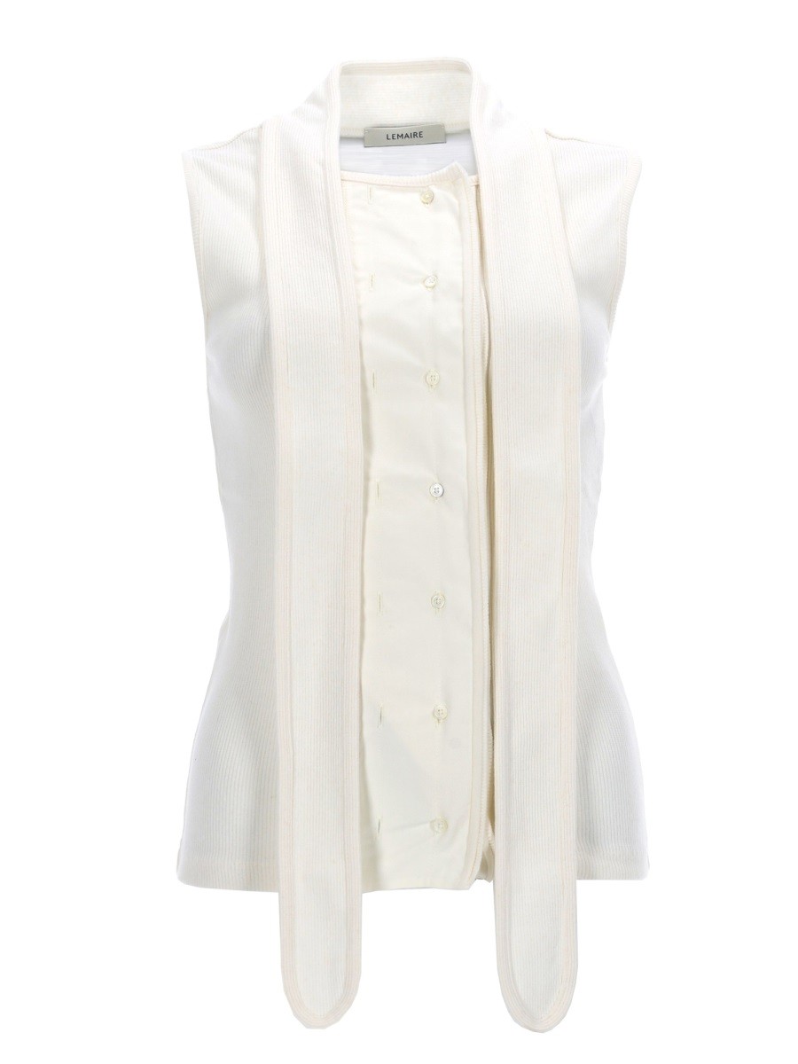 ASYMMETRICAL RIBBED TOP WITH SCARF