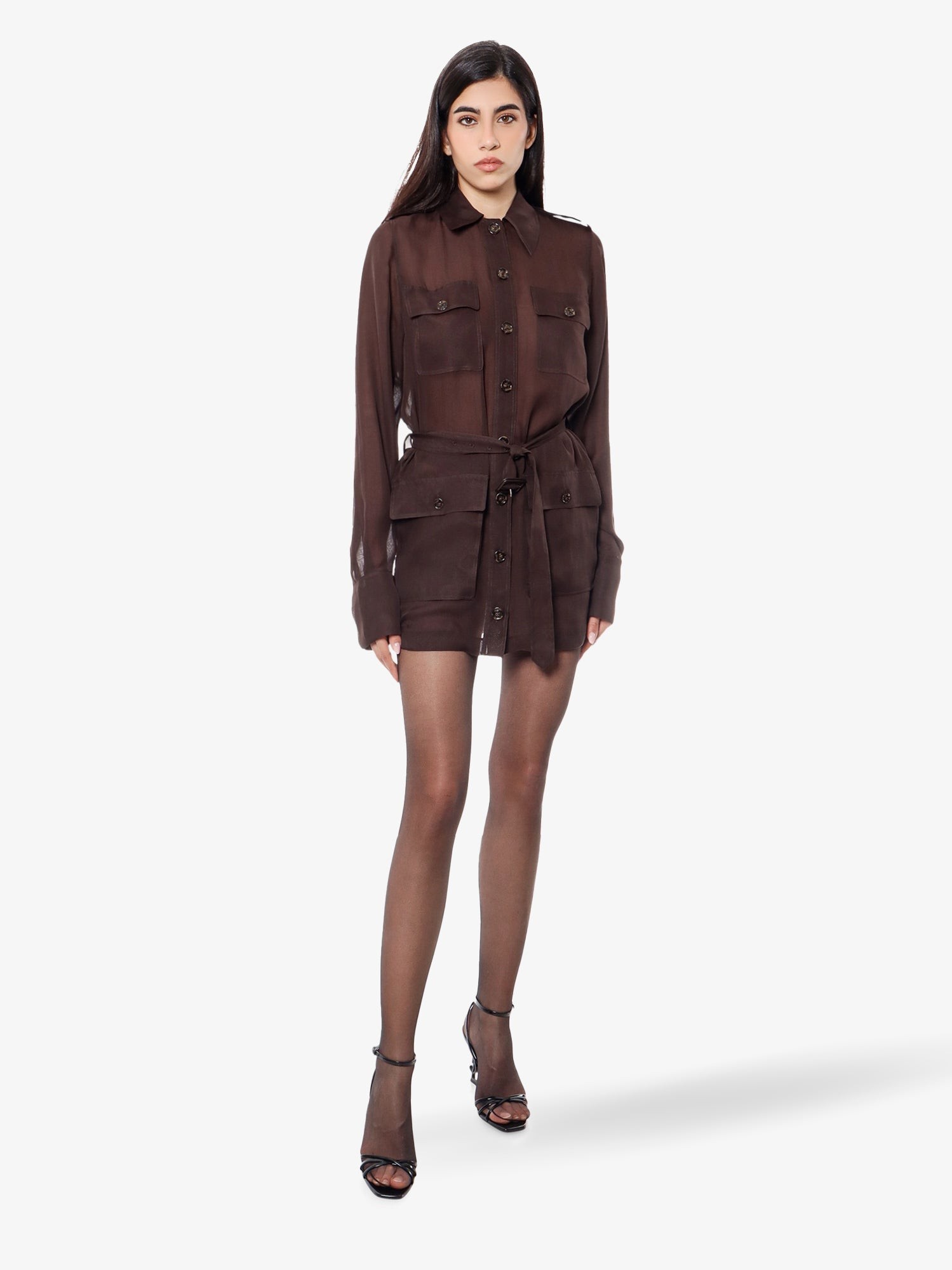 Biologic silk dress with belt at waist - Image 2