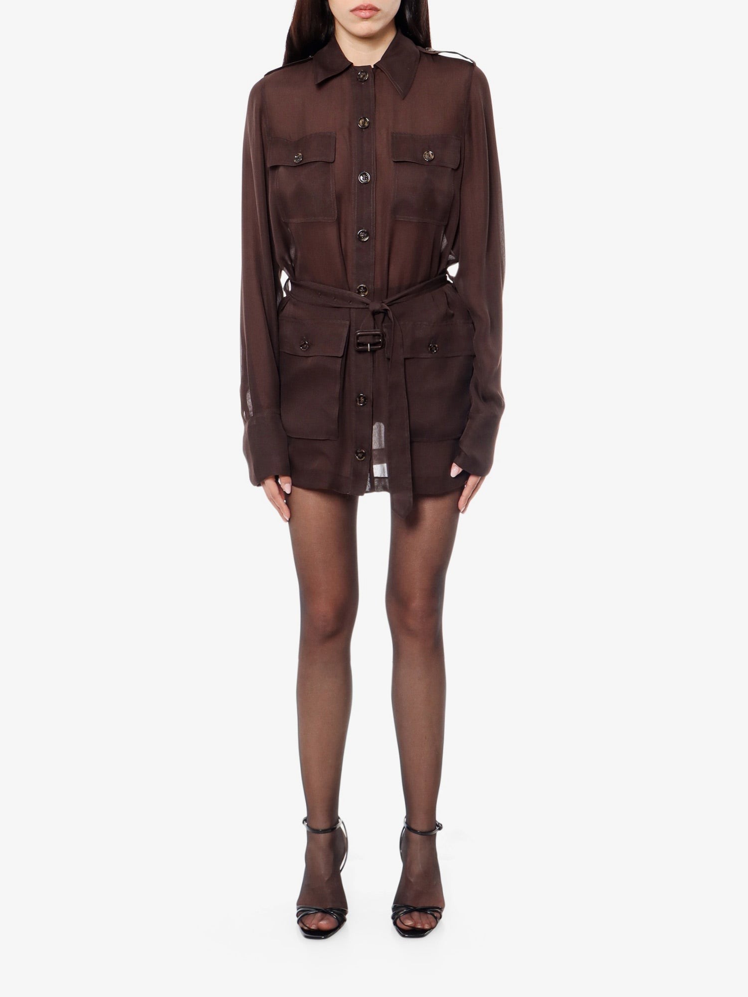 Biologic silk dress with belt at waist - Image 3
